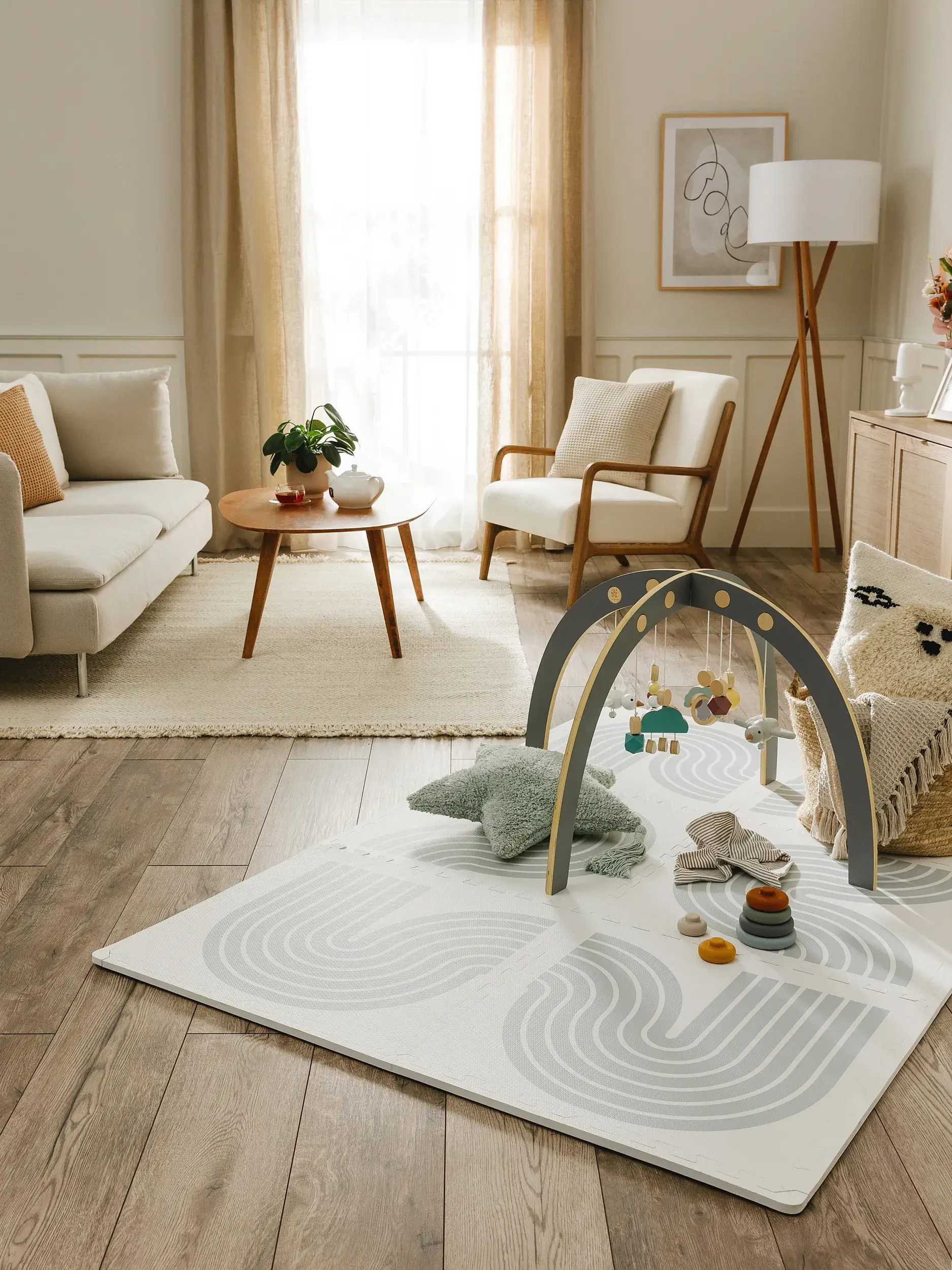 Spielmatte Archie Cream/Grau im Design Kindermotive aus  von Lytte