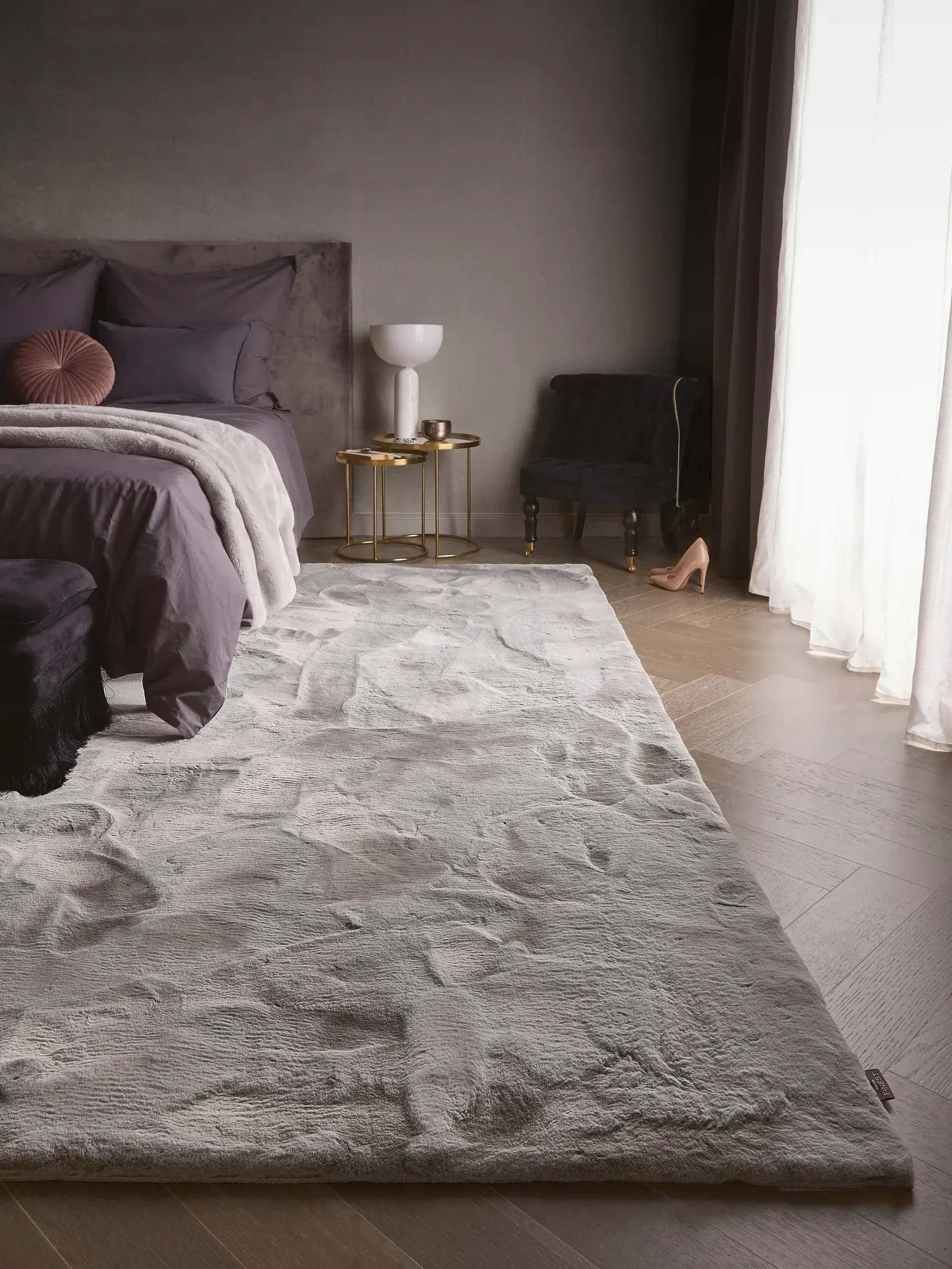 Tappeto Fine di 100% Poliestere in Grigio di benuta Finest