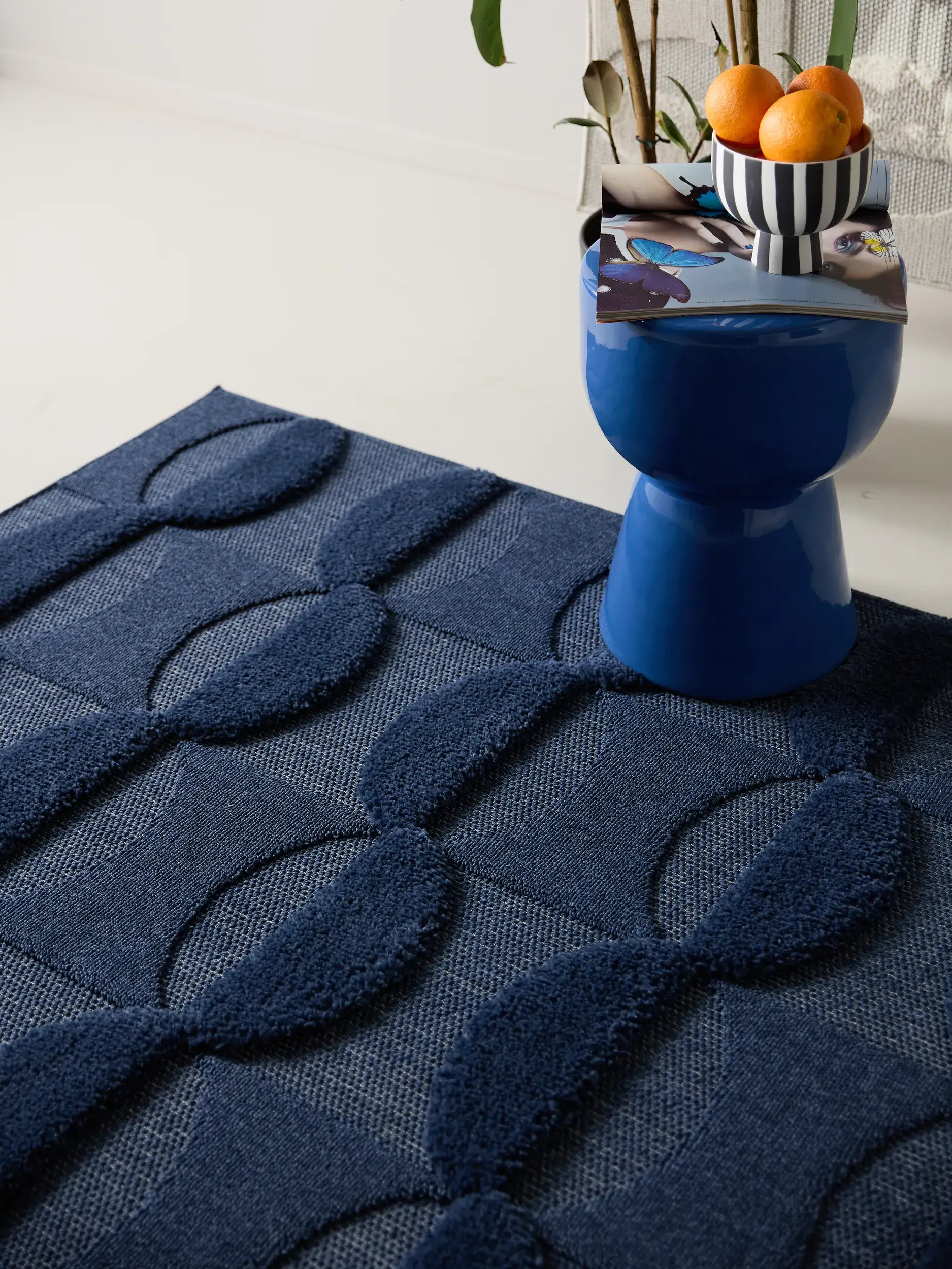 Teppich aus 100% Polypropylen in Blau mit 100% Polypropylen hohem Flor von benuta Pop