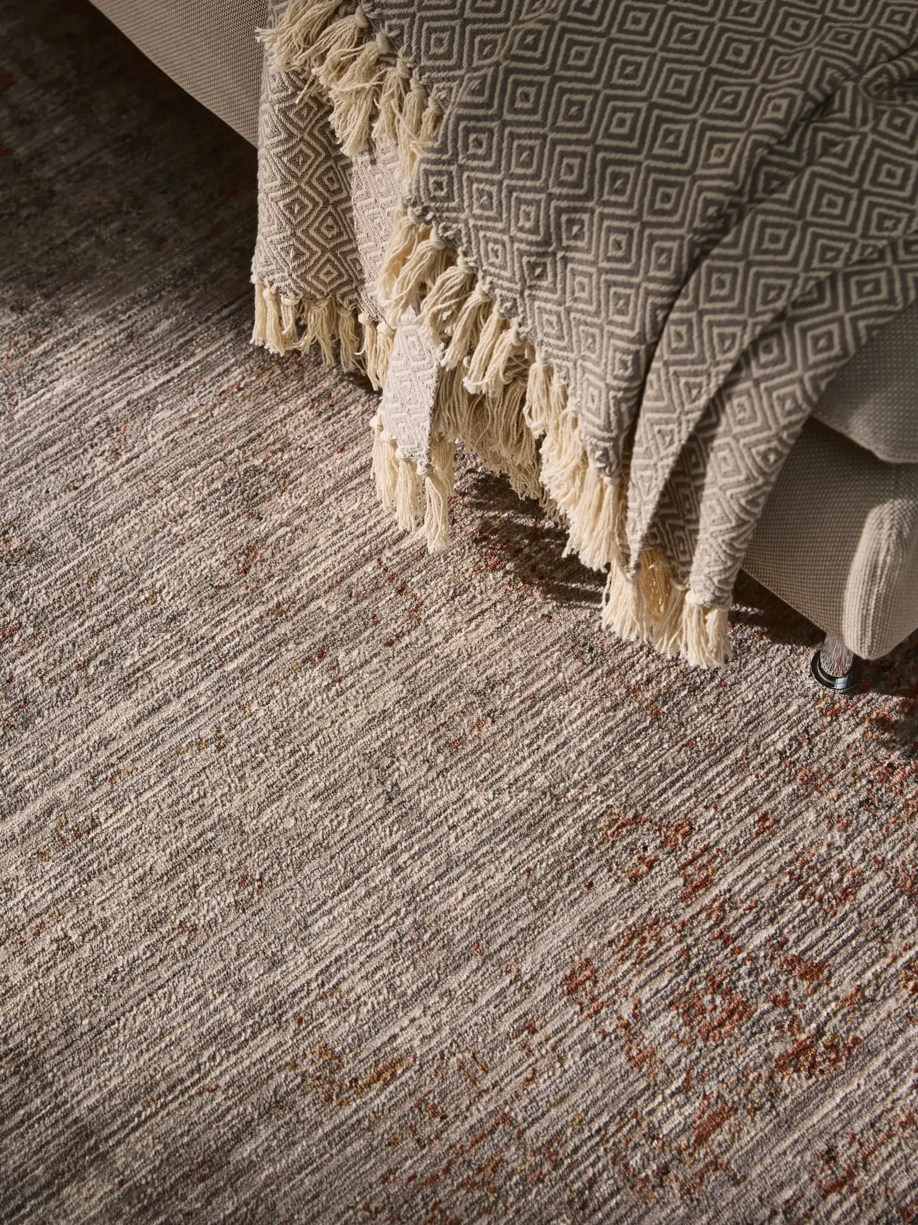 Rug made of 100% Polyester in Grey with a 100% Polyester high pile by benuta Nest