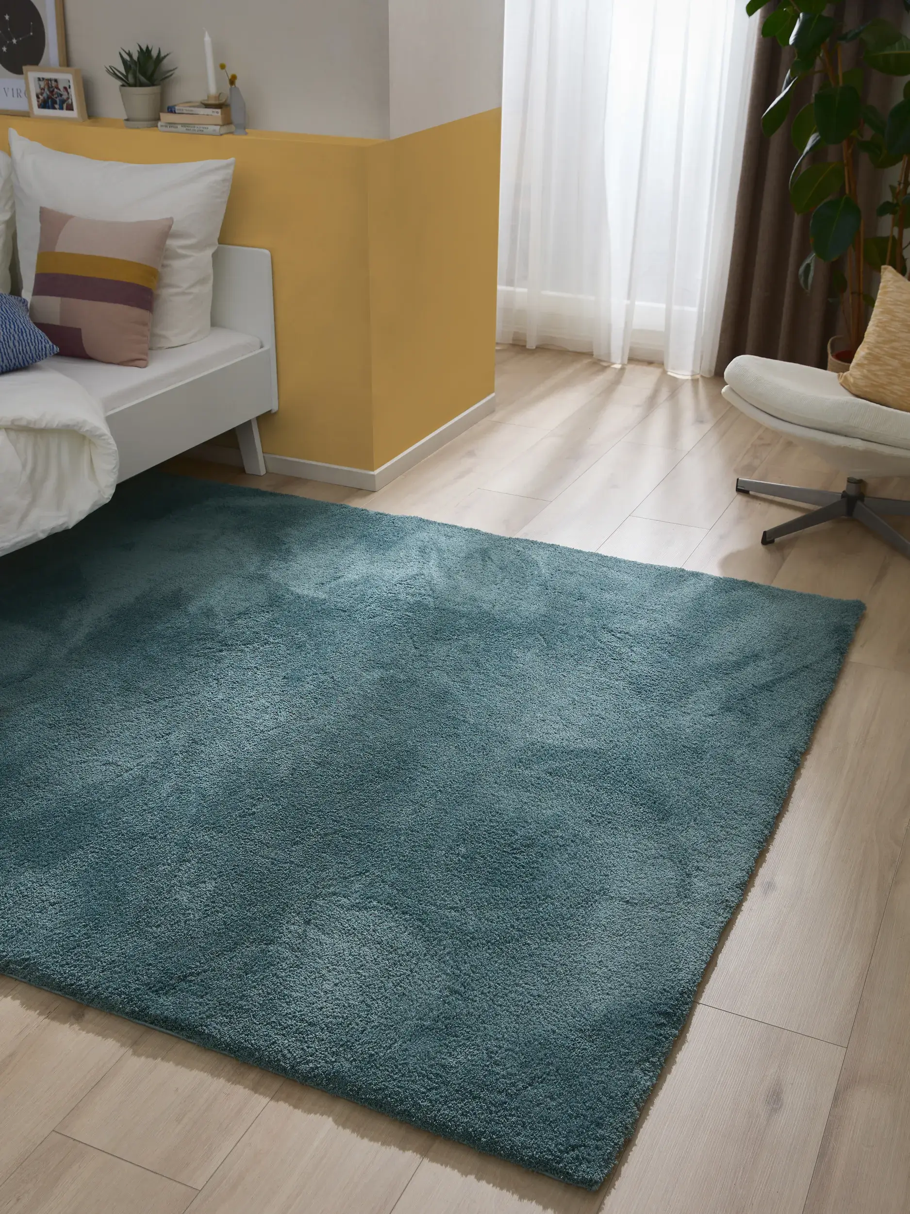 Teppich Soda aus 100% Polyester (Mikrofaser) in Blau von benuta Nest