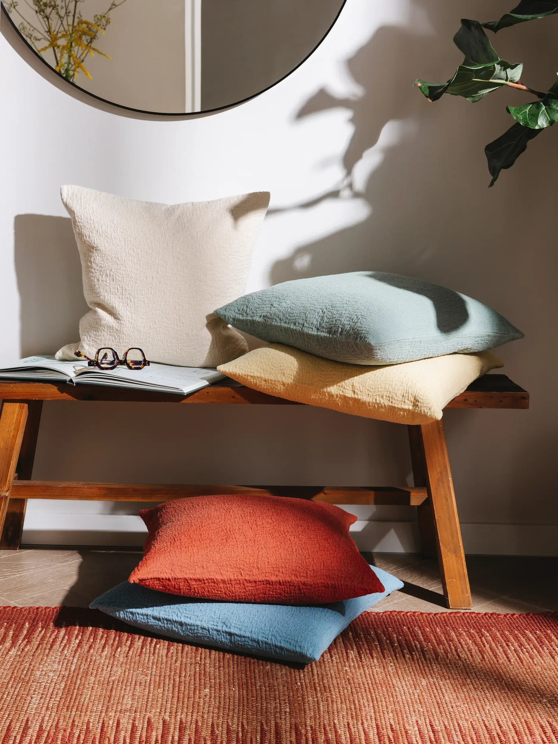 Kissenbezug Carmo Blau in Einfarbig design made of 100% Cotton by benuta