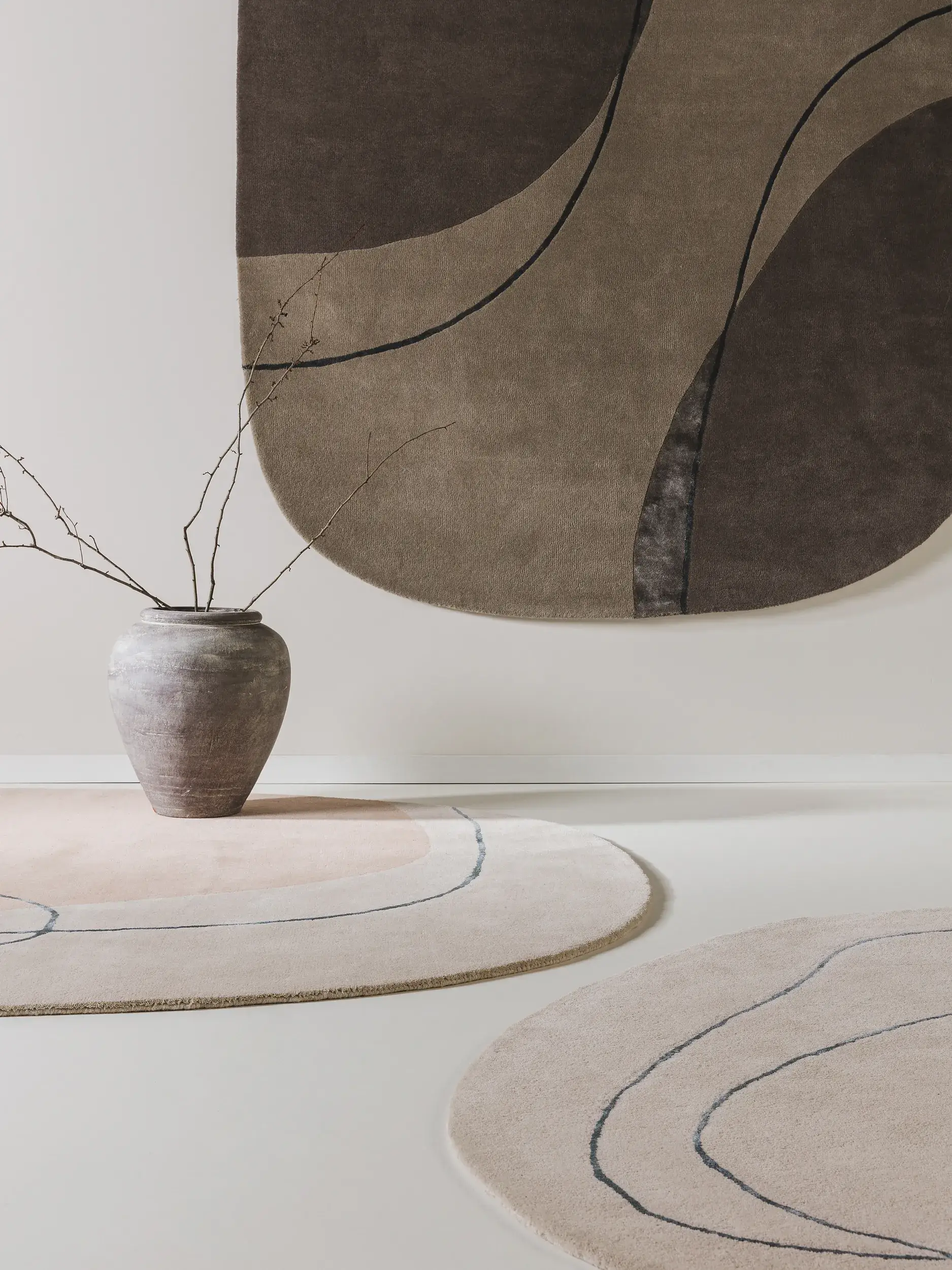 Tapis en 90% Laine, 10% Viscose en Beige avec une pile de 90% Laine, 10% Viscose de hauteur de benuta pure