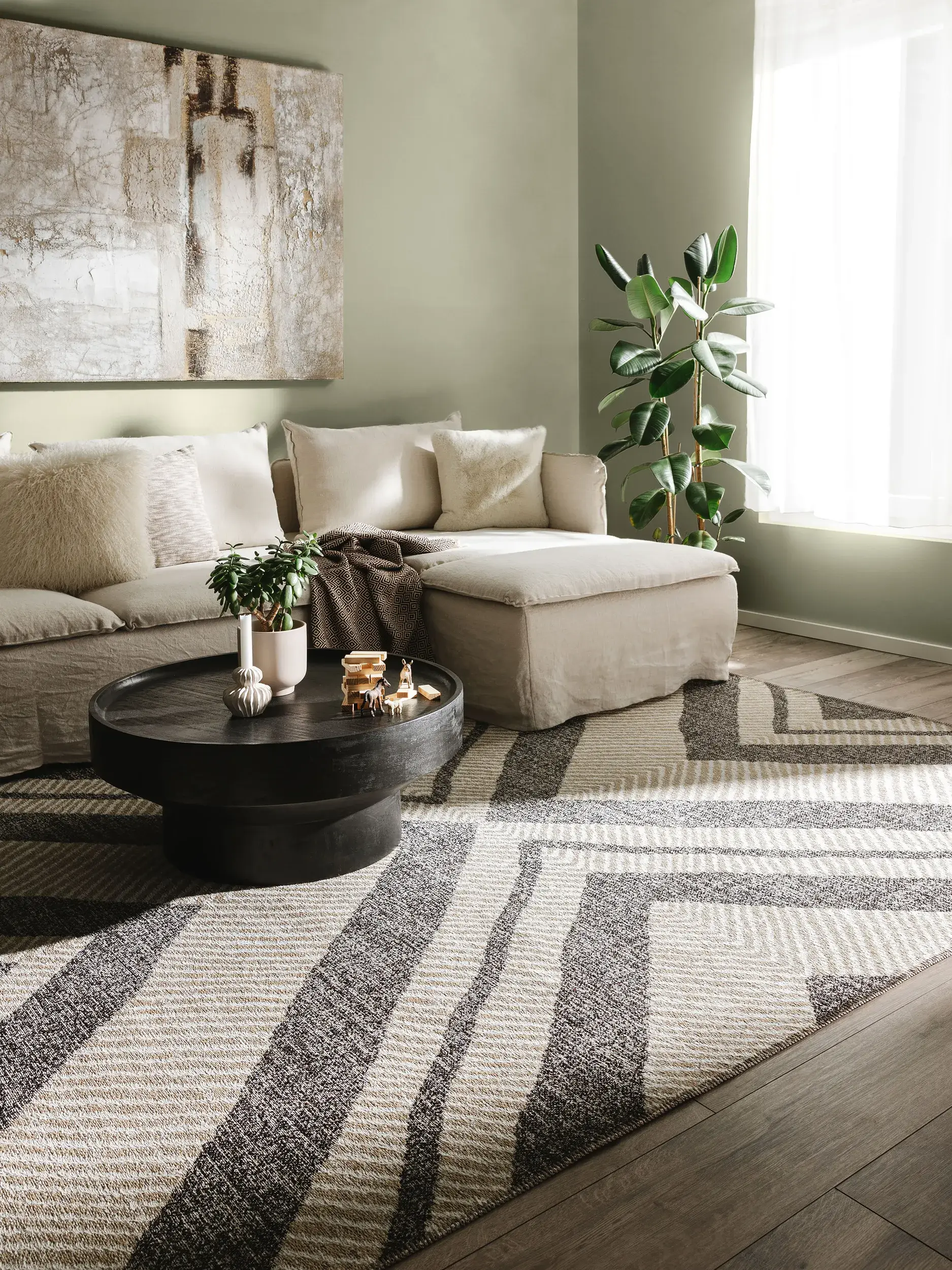Teppich aus 65% Polyester (recycled PET), 35% Jute in Beige mit 65% Polyester (recycled PET), 35% Jute hohem Flor von benuta Nest