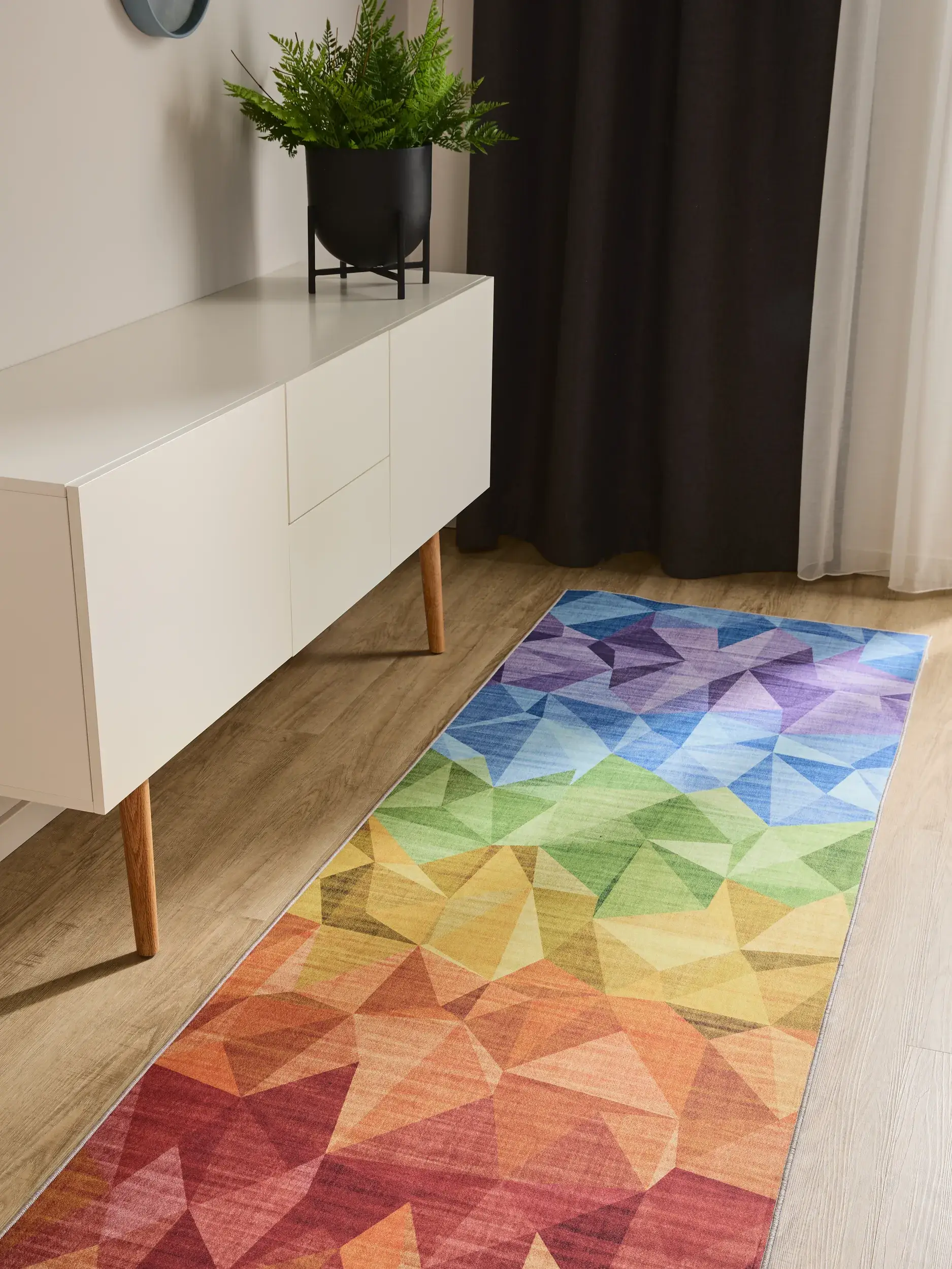 Rug made of 100% Polyester in Multicolor with a 100% Polyester high pile by benuta Basic