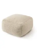 Handgemaakte wollen poef Beads Crème
