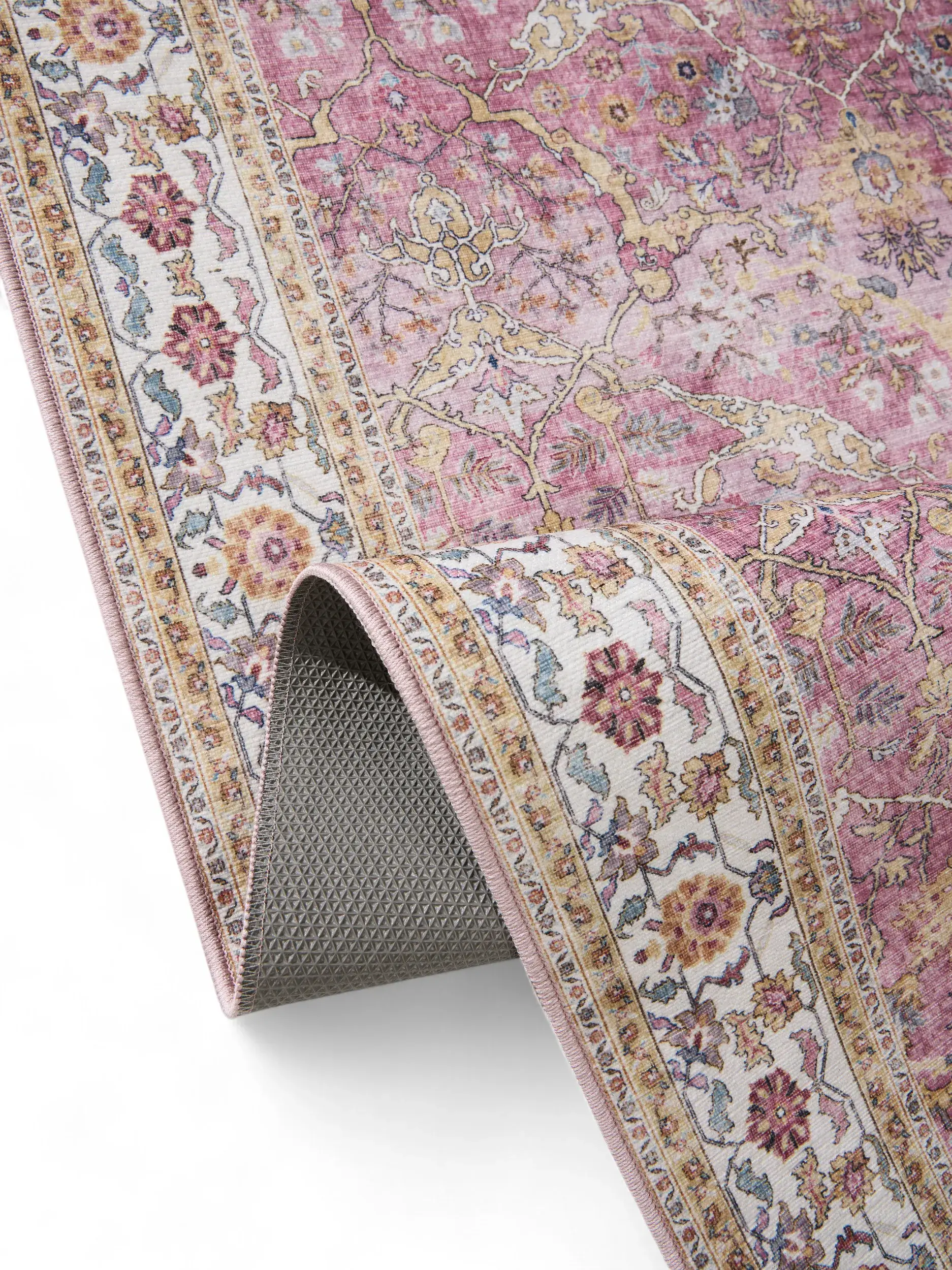 Rug made of 100% Polyester in Pink with a 100% Polyester high pile by benuta Pop