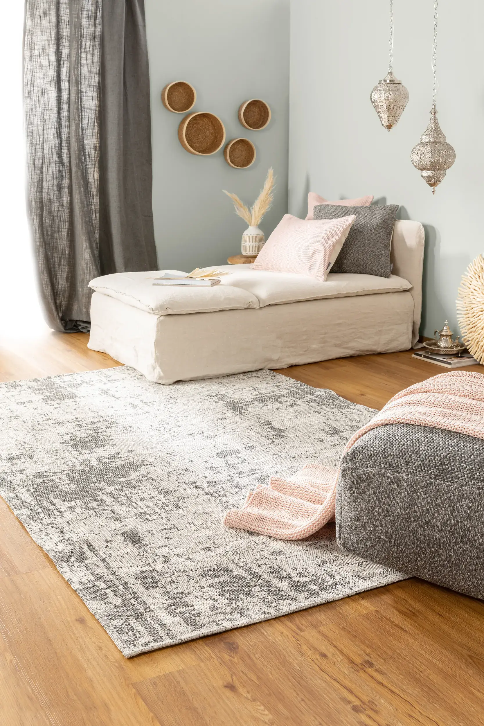 Rug made of 100% Cotton in Grey with a 100% Cotton high pile by benuta Nest