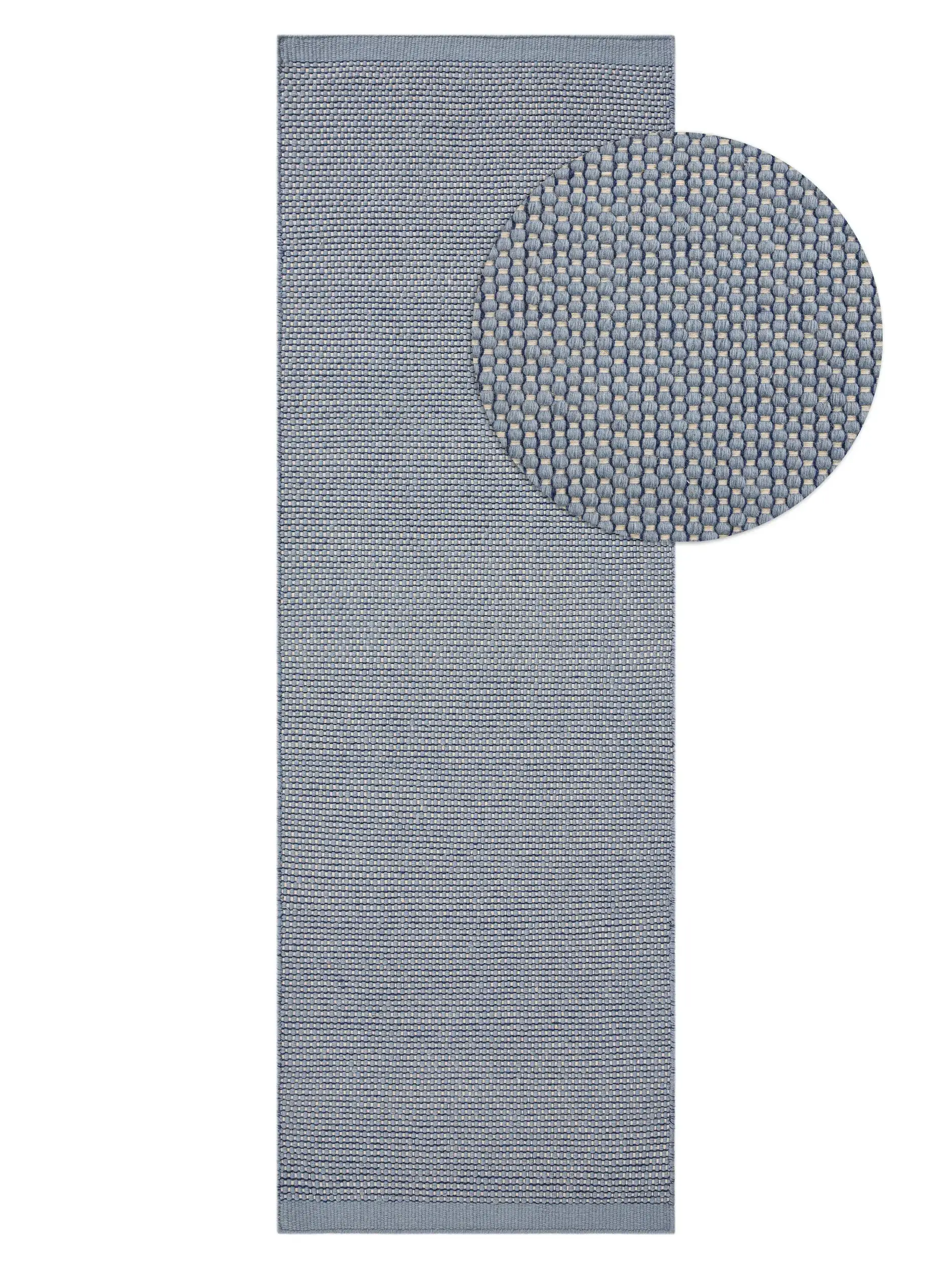 Vloerkleed Rocco van 80% Wol, 20% Katoen in Blauw van benuta pure