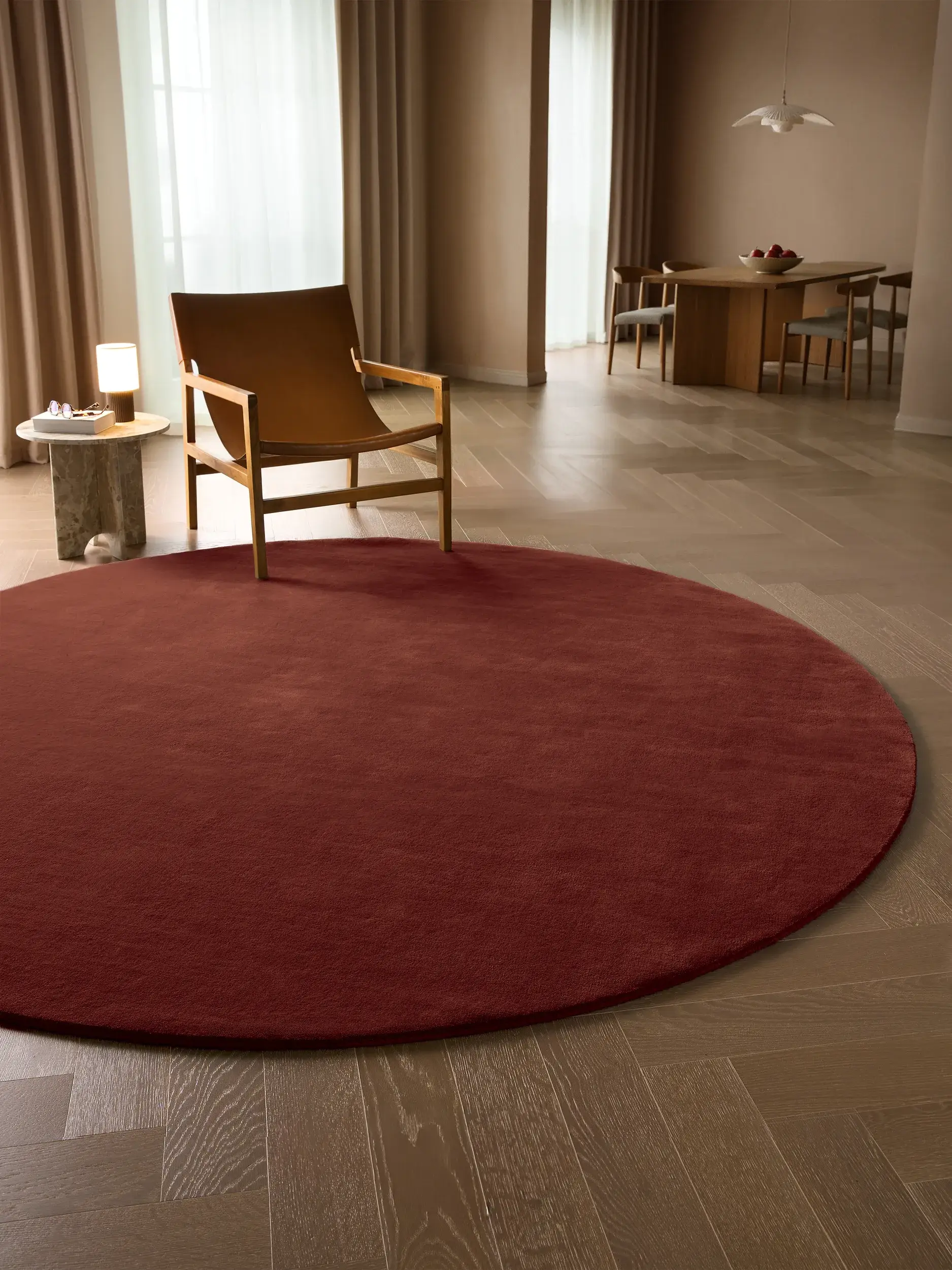 Teppich Mono aus 100% Wolle (aus Neuseeland) in Rot von benuta Finest