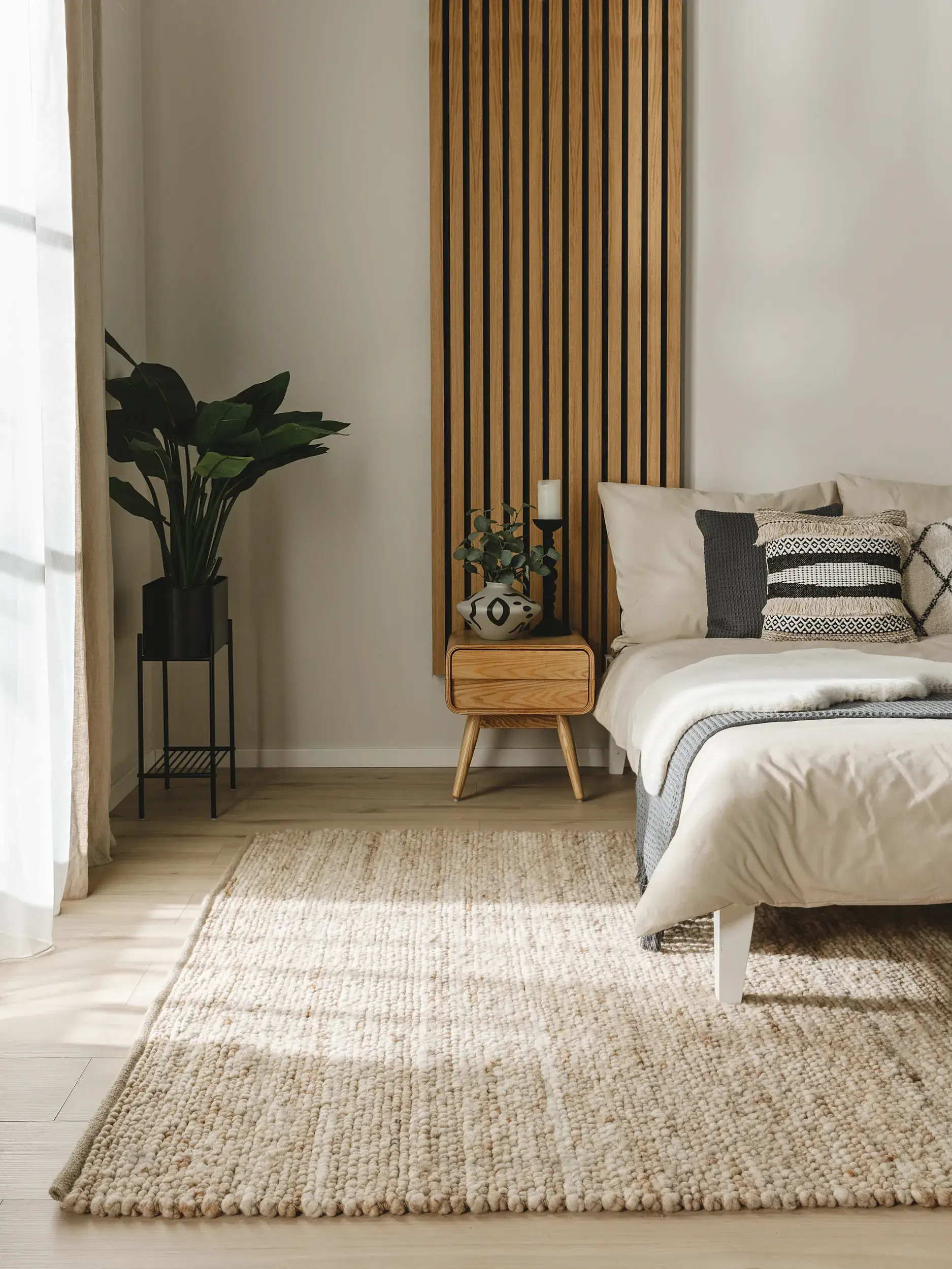 Teppich aus 70% Wolle, 30% Jute in Beige mit 70% Wolle, 30% Jute hohem Flor von benuta Pure