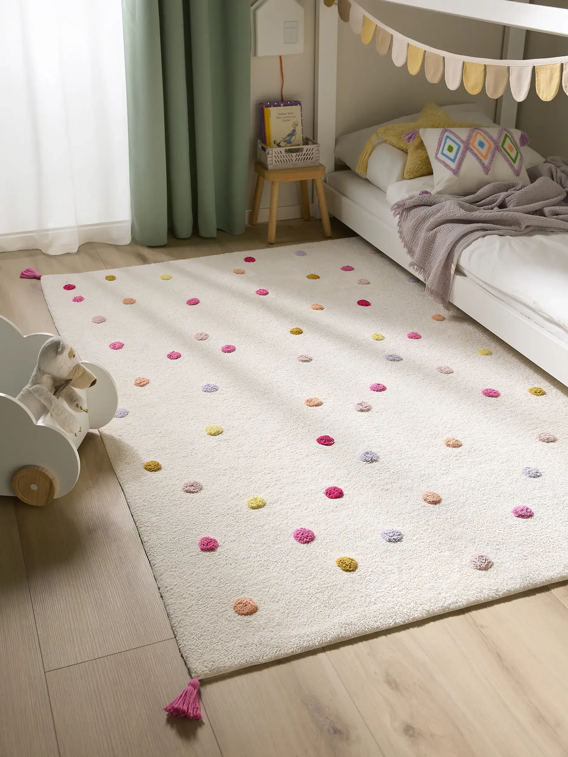 Teppe av 100% Recycelte Baumwolle i Multicolor med 100% Recycelte Baumwolle høy lugg fra Lytte