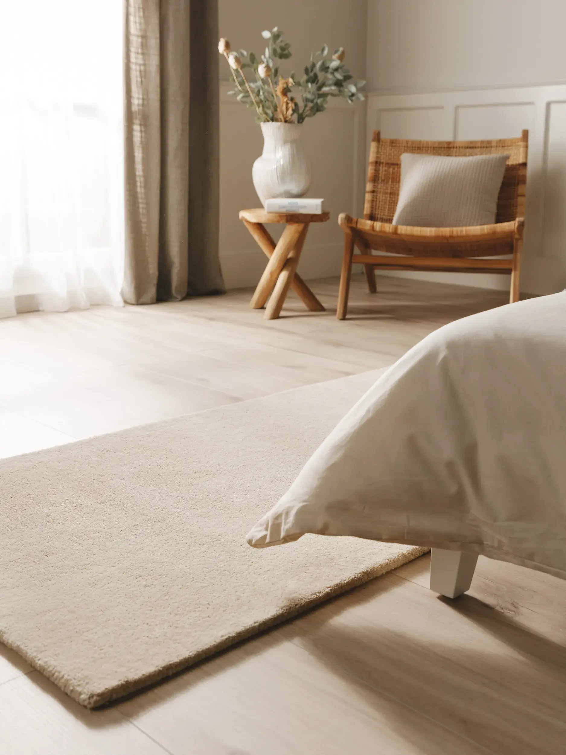 Tapijt van 100% Wol in Beige met een 100% Wol hoge pool van benuta nest