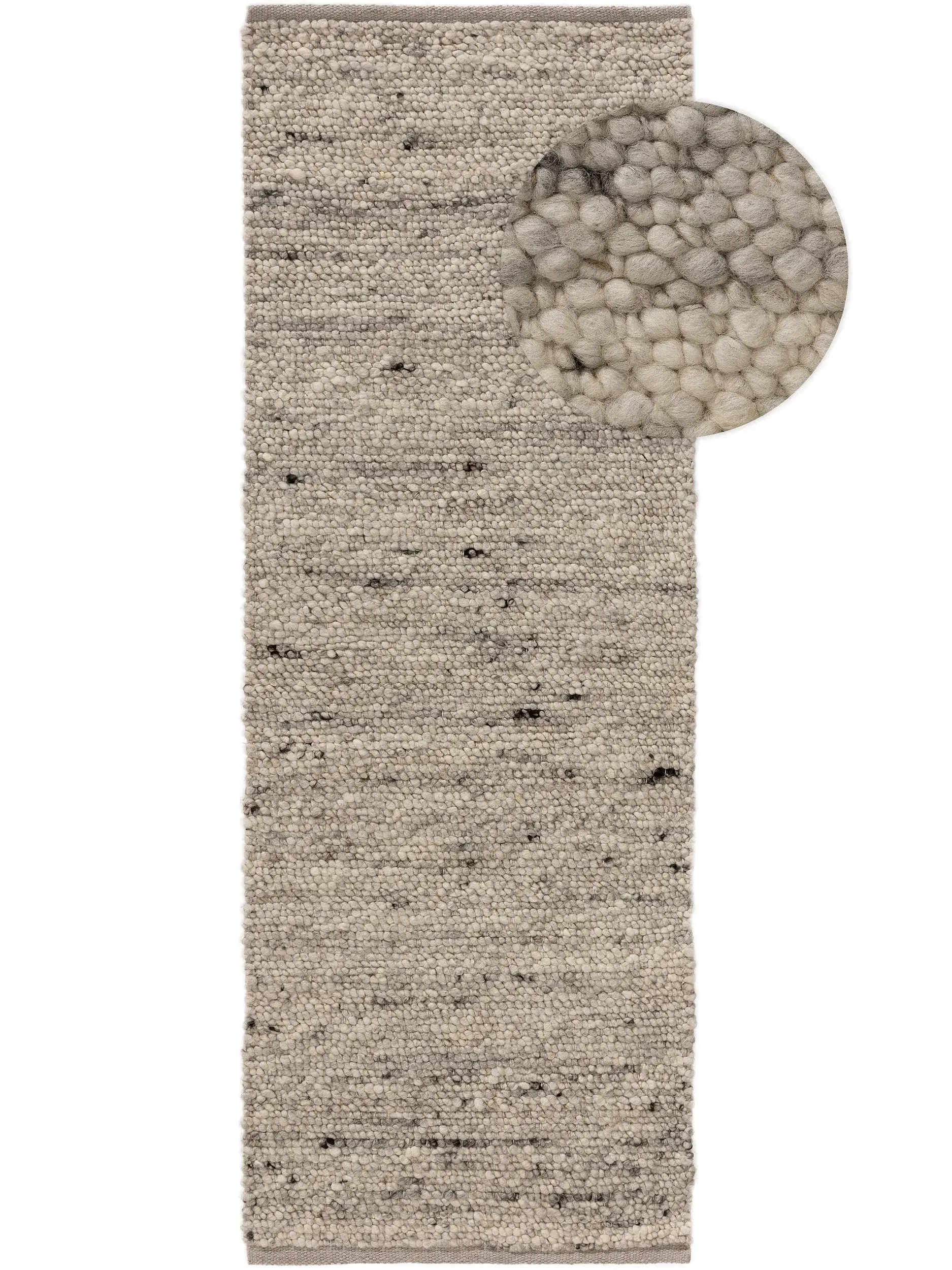 Teppich aus 70% Wolle, 30% Jute in Grau mit 70% Wolle, 30% Jute hohem Flor von benuta Pure