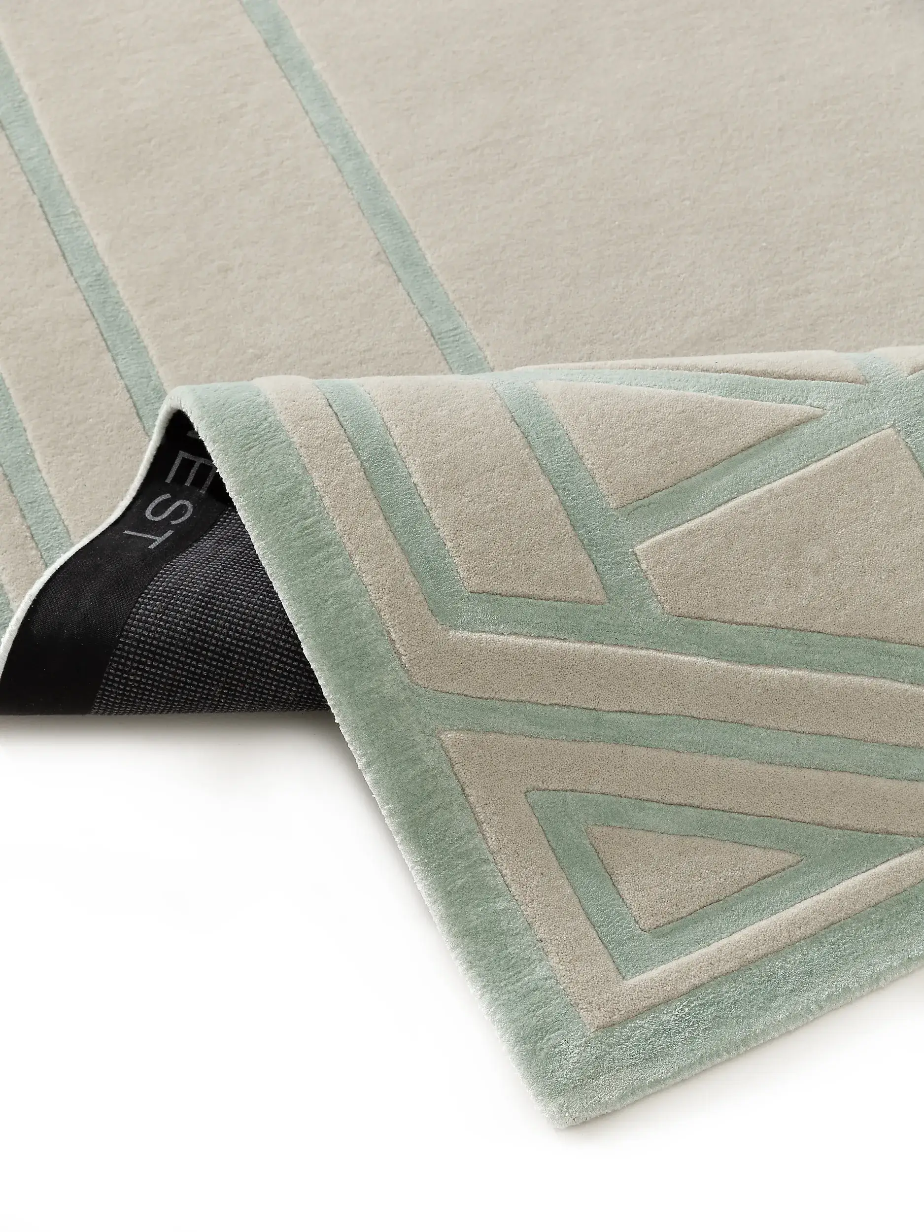Teppich aus 80% Wolle, 20% Lyocell (Tencel™) in Grün mit 80% Wolle, 20% Lyocell (Tencel™) hohem Flor von benuta Finest