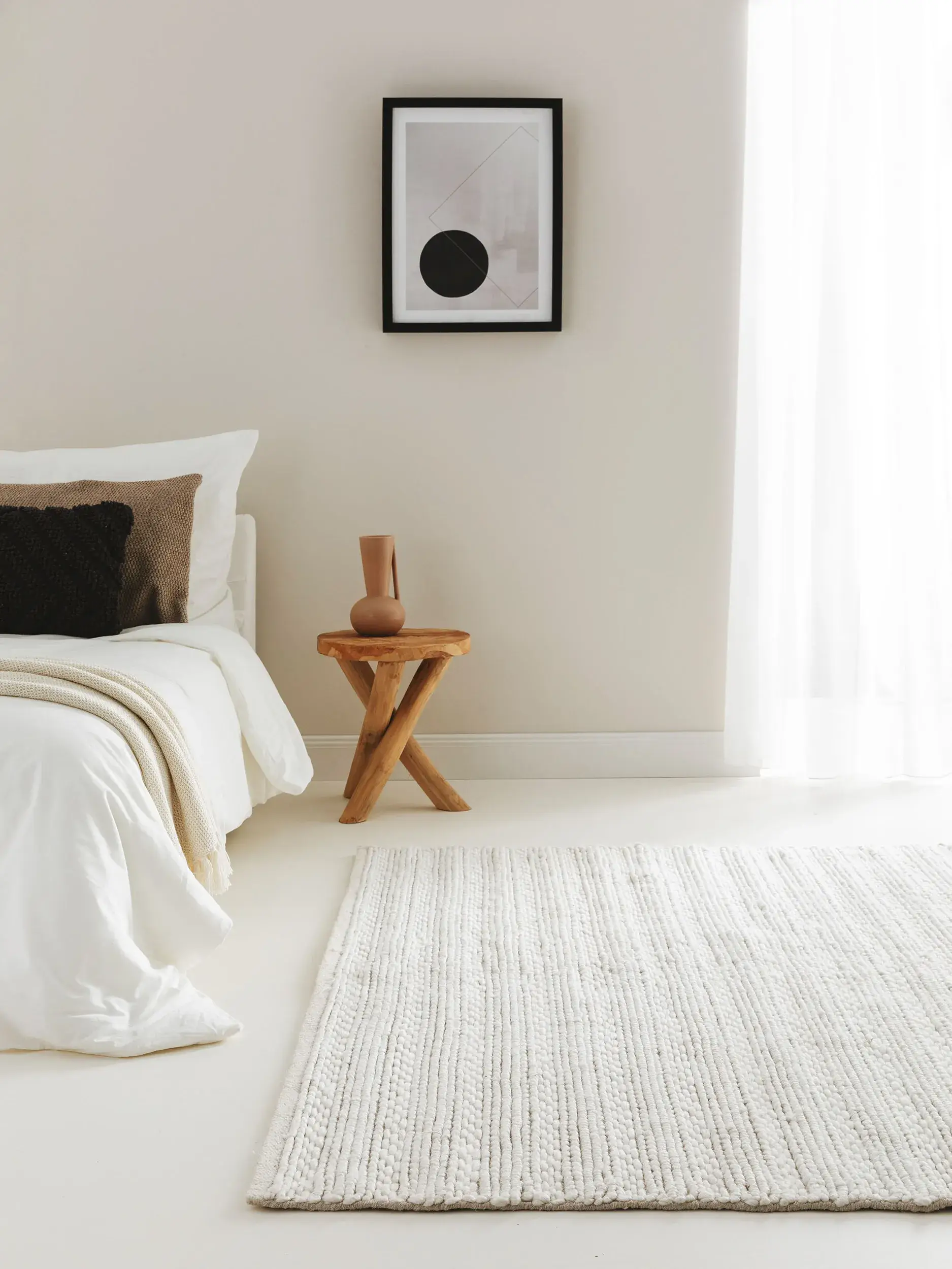 Tappeto di 70% Lana, 30% Poliestere in Beige con pelo alto 70% Lana, 30% Poliestere da benuta pure