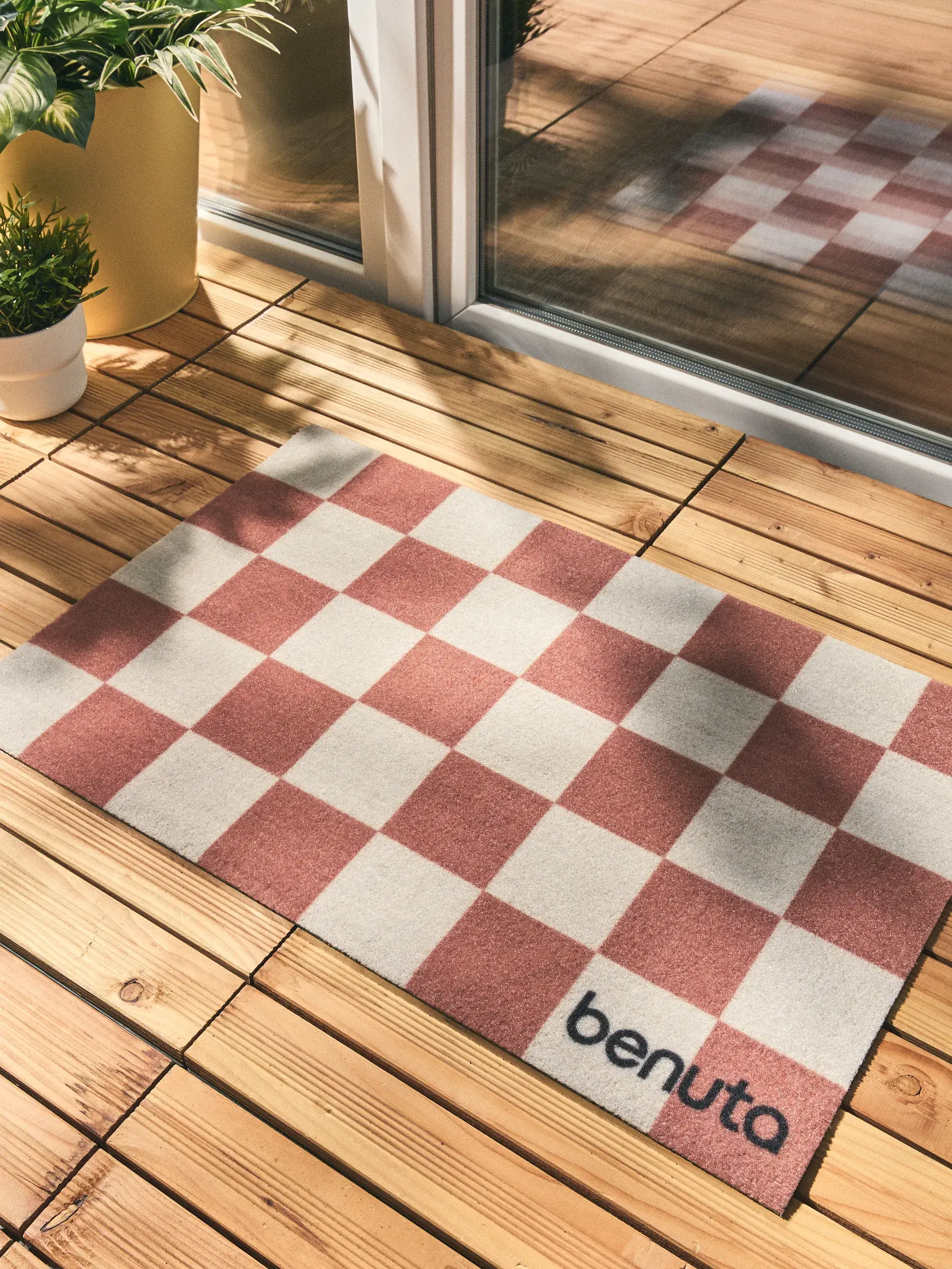 Wycieraczka Checker Terracotta im Design Geometryczny aus 100% Poliester (PET recyklingowany) von benuta
