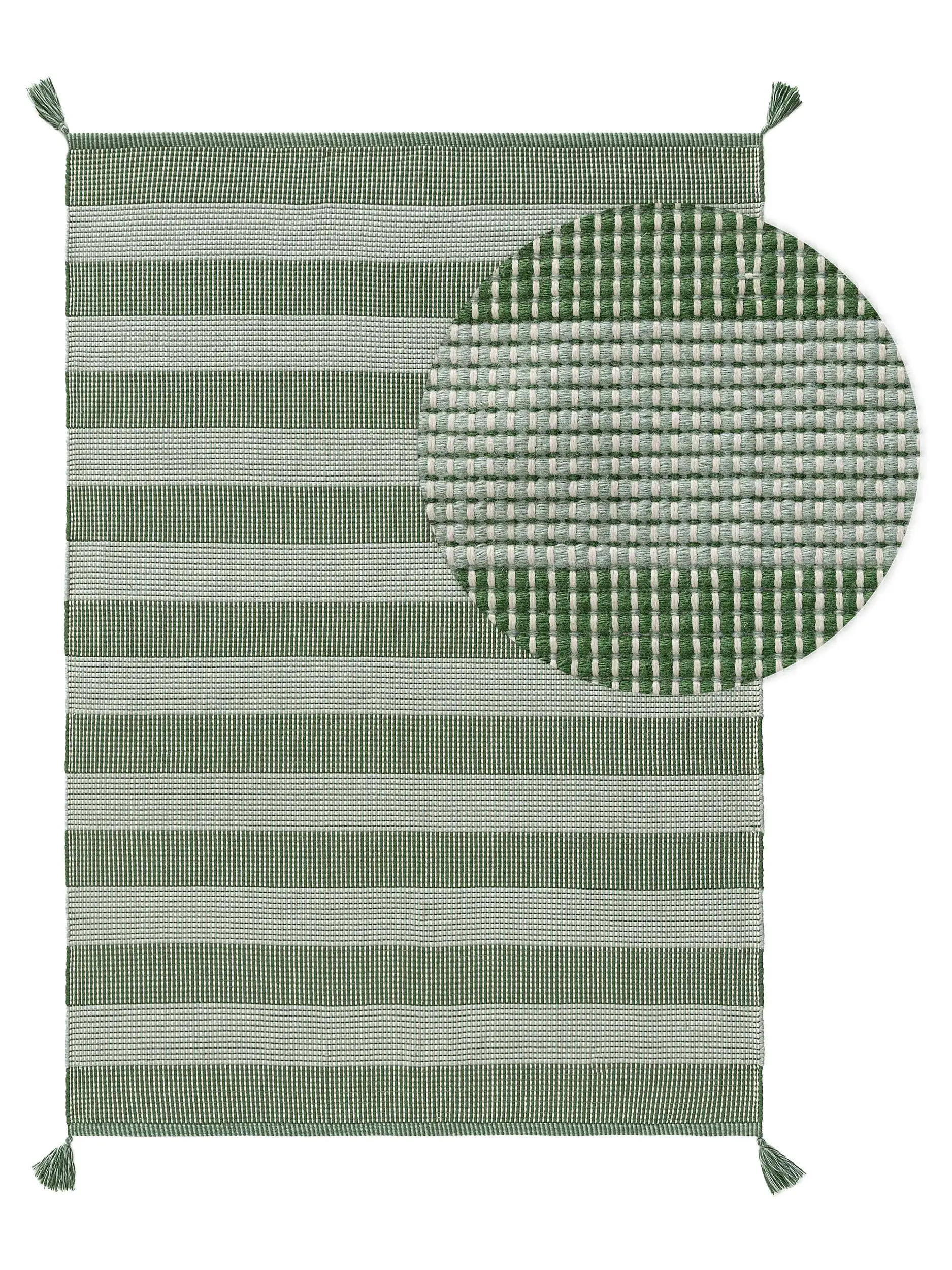 Teppich aus 100% Polyester (recyceltes PET) in Grün mit 100% Polyester (recyceltes PET) hohem Flor von Lytte