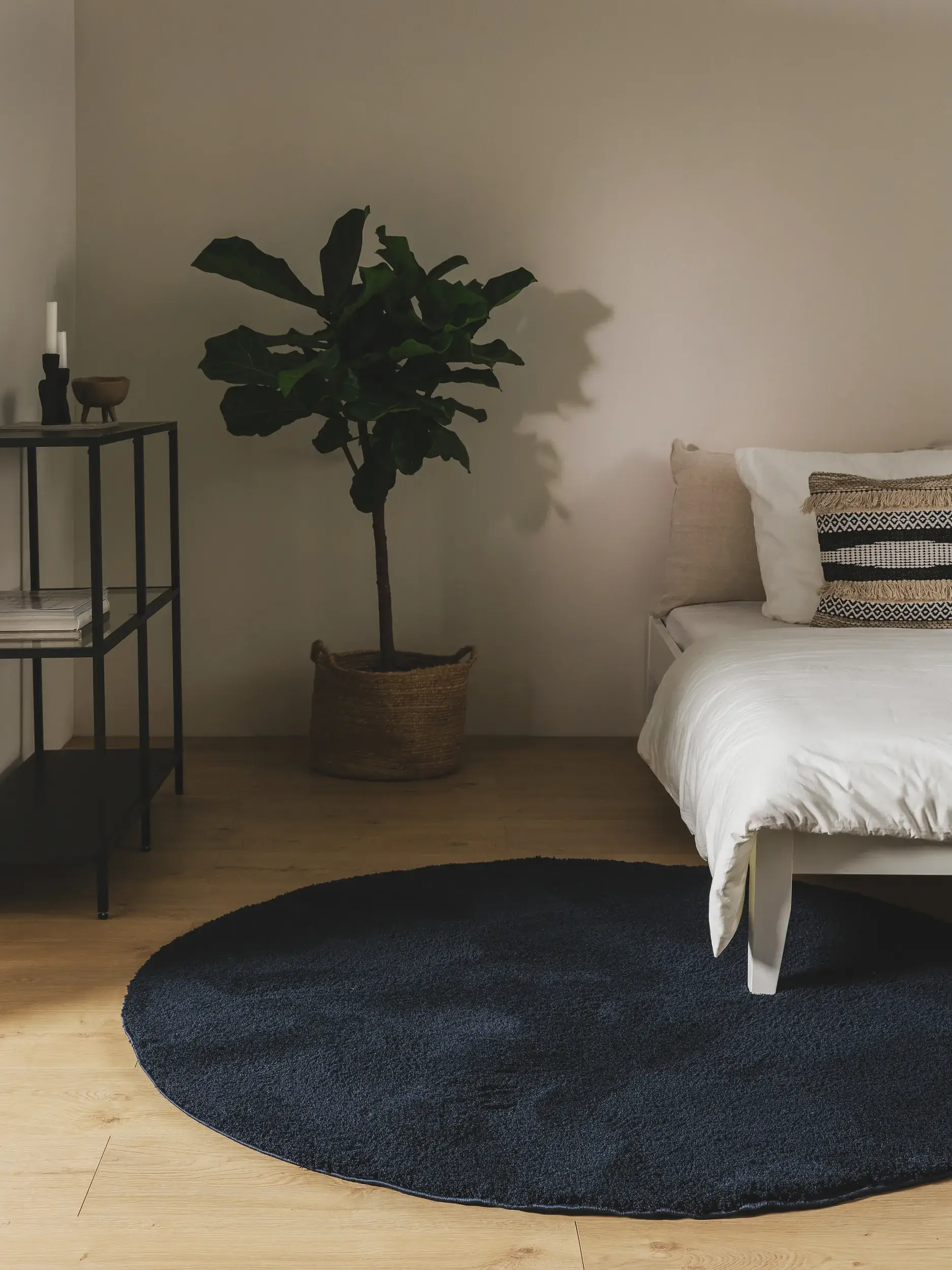 Teppich aus 100% Polyester (Microfiber) in Blau mit 100% Polyester (Microfiber) hohem Flor von benuta Nest