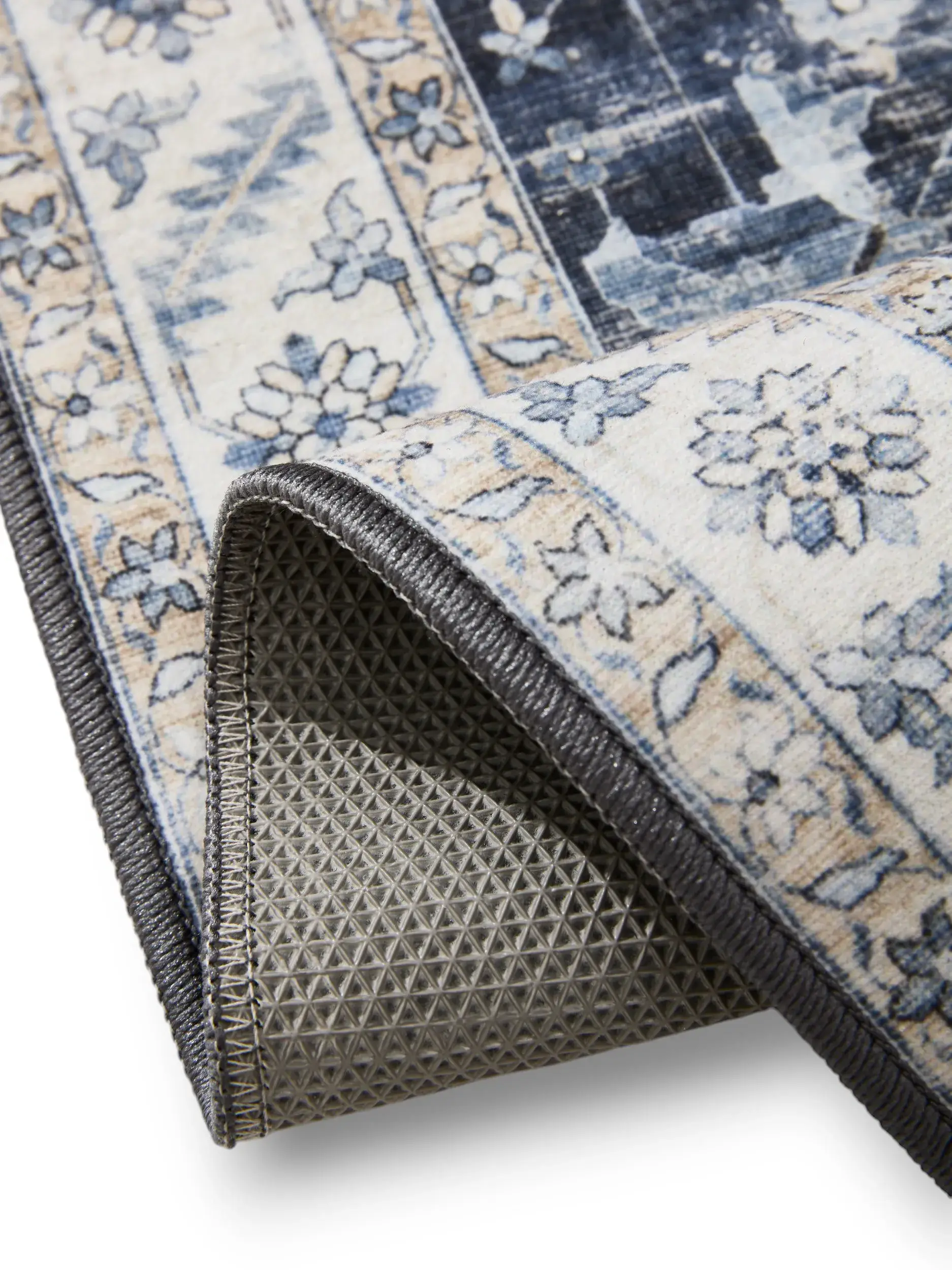 Teppich aus 100% Polyester in Blau mit 100% Polyester hohem Flor von benuta Basic