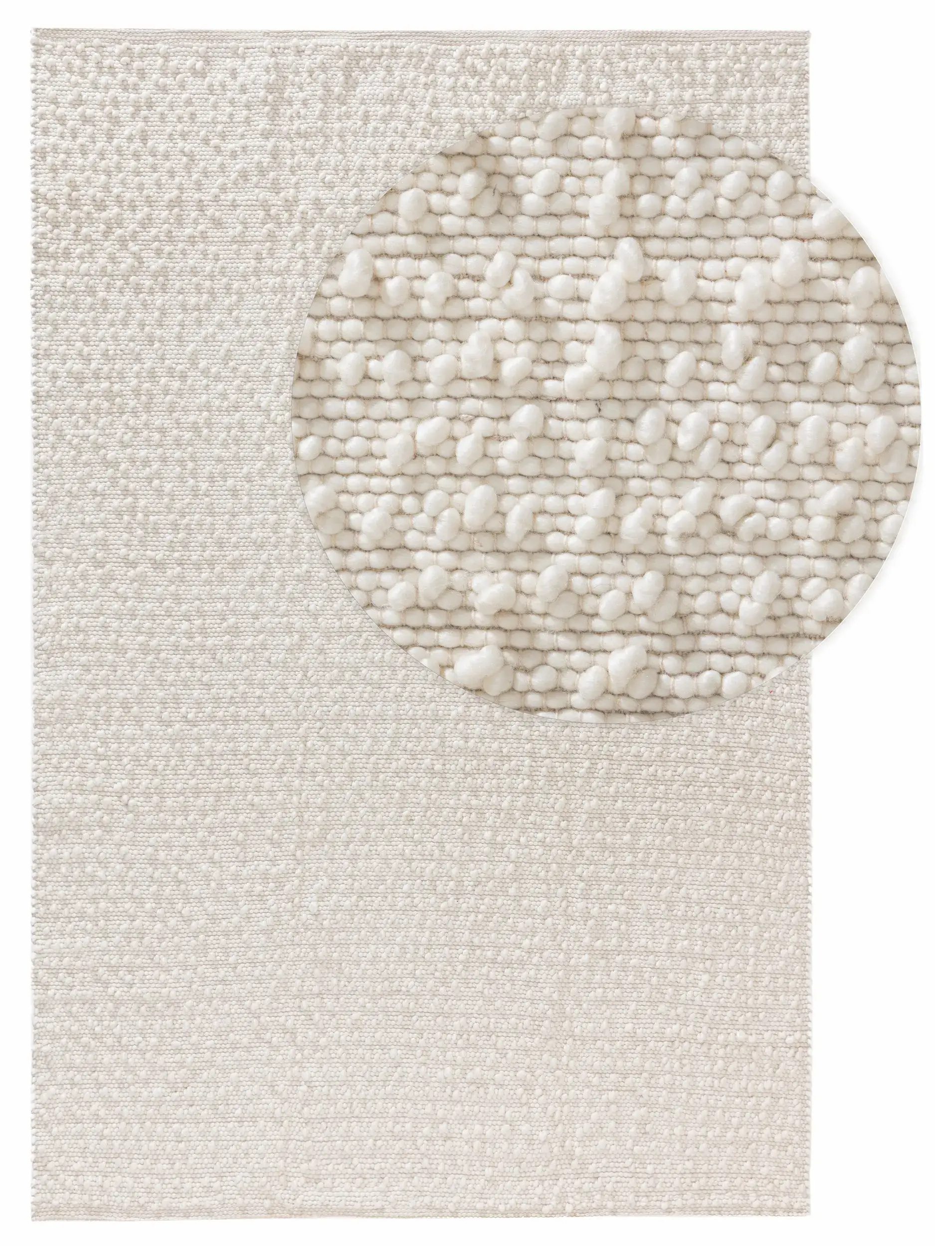 Rug made of 70% Wolle, 15% Jute, 15% Baumwolle in Beige with a 70% Wolle, 15% Jute, 15% Baumwolle high pile by benuta Pure