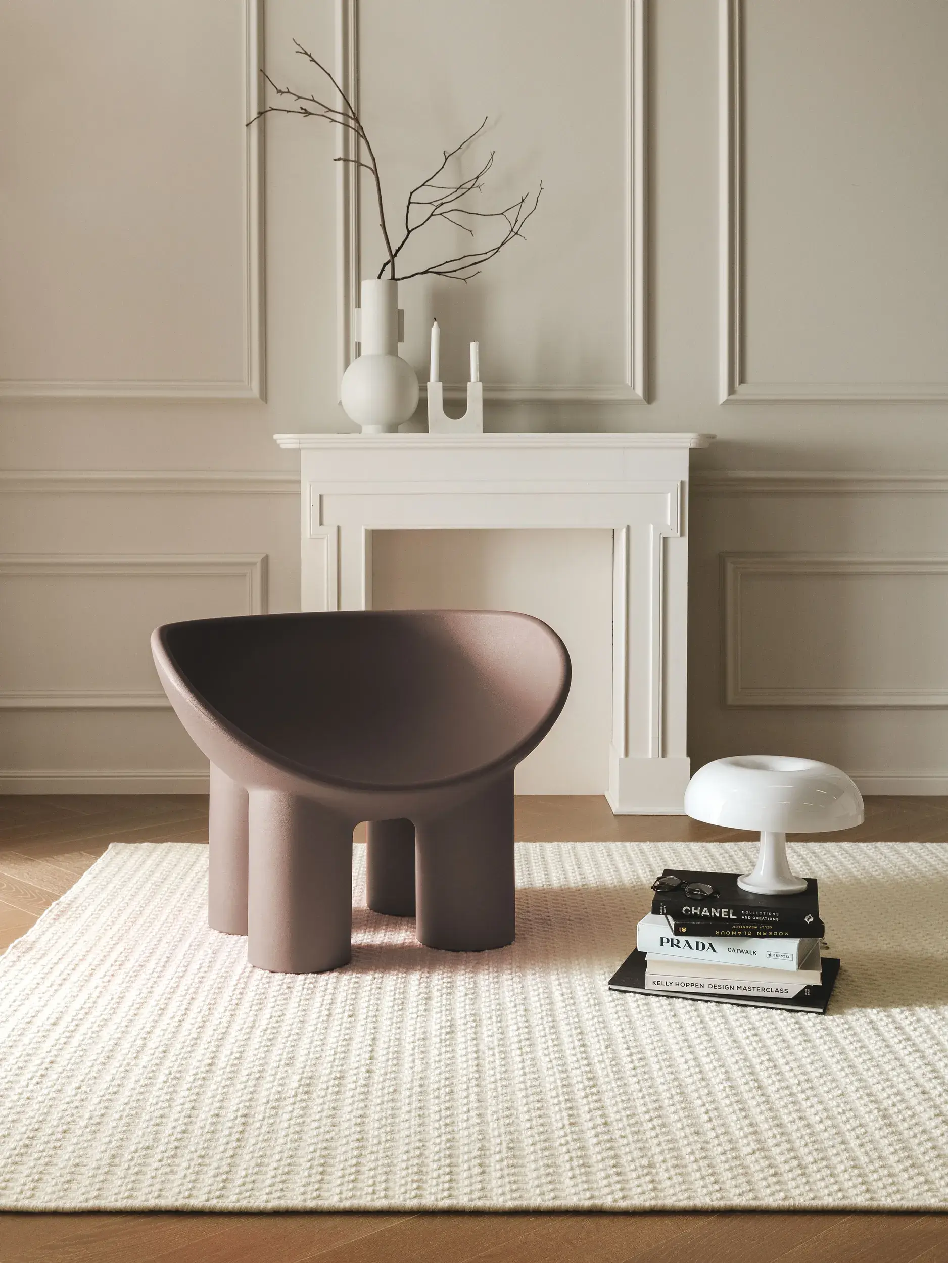 Teppich aus 100% Wolle (aus Neuseeland) in Beige mit 100% Wolle (aus Neuseeland) hohem Flor von benuta Finest