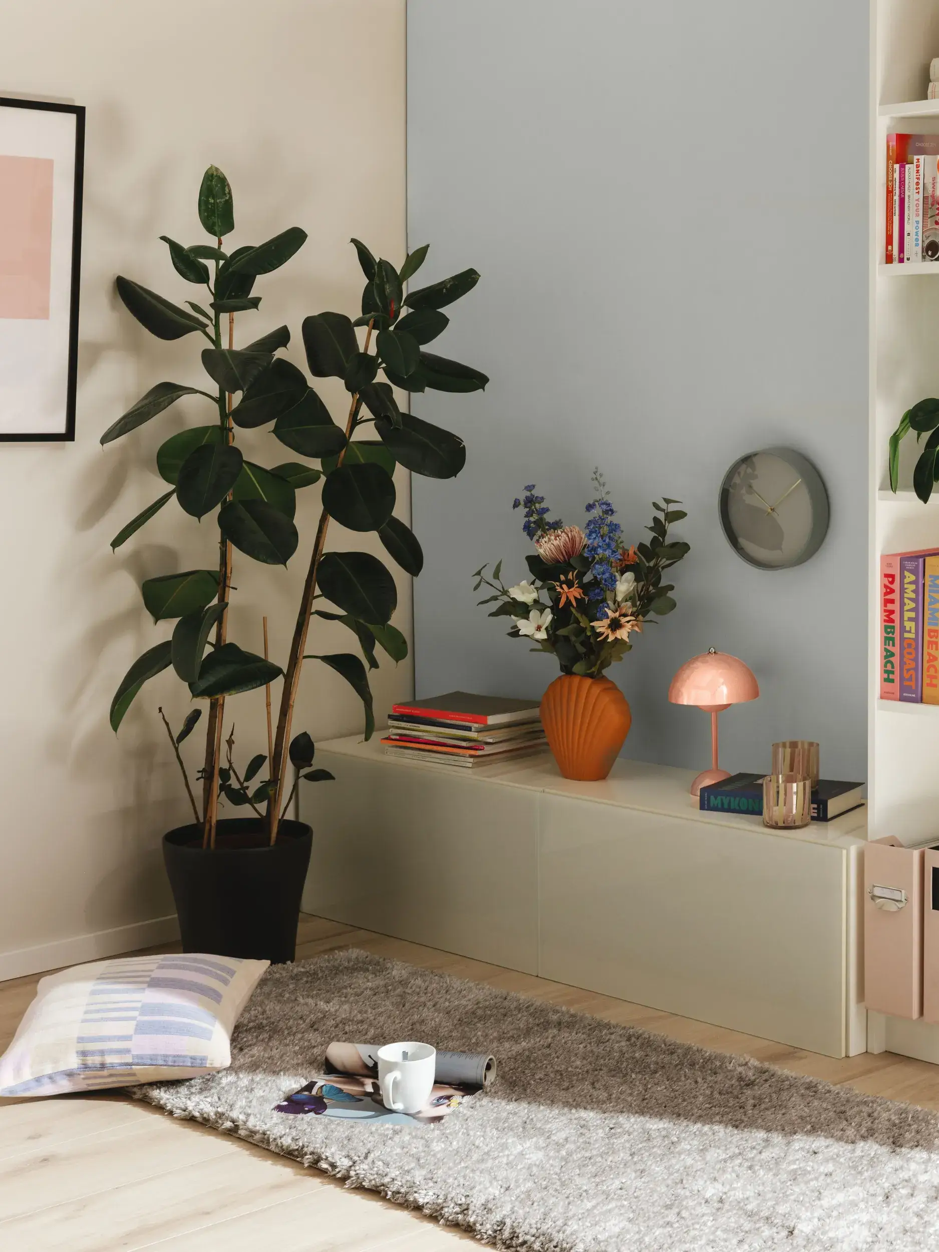 Rug made of 100% Polyester in Grey with a 100% Polyester high pile by benuta Pop