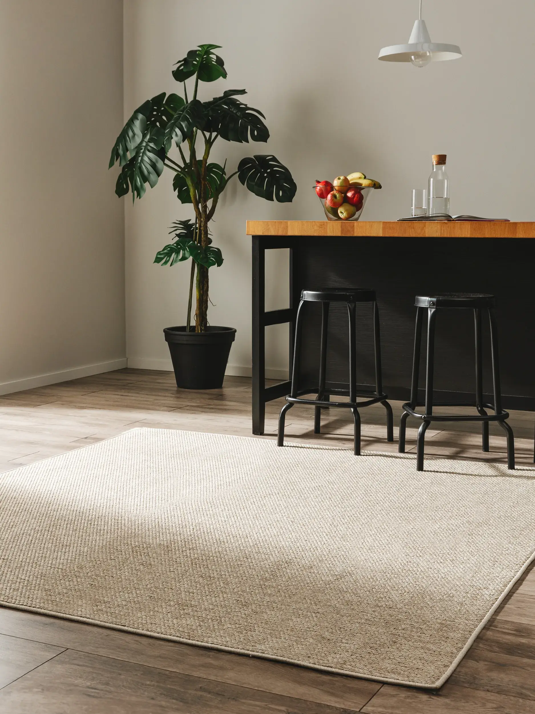 Rug made of 100% Polypropylen in Taupe with a 100% Polypropylen high pile by benuta Basic