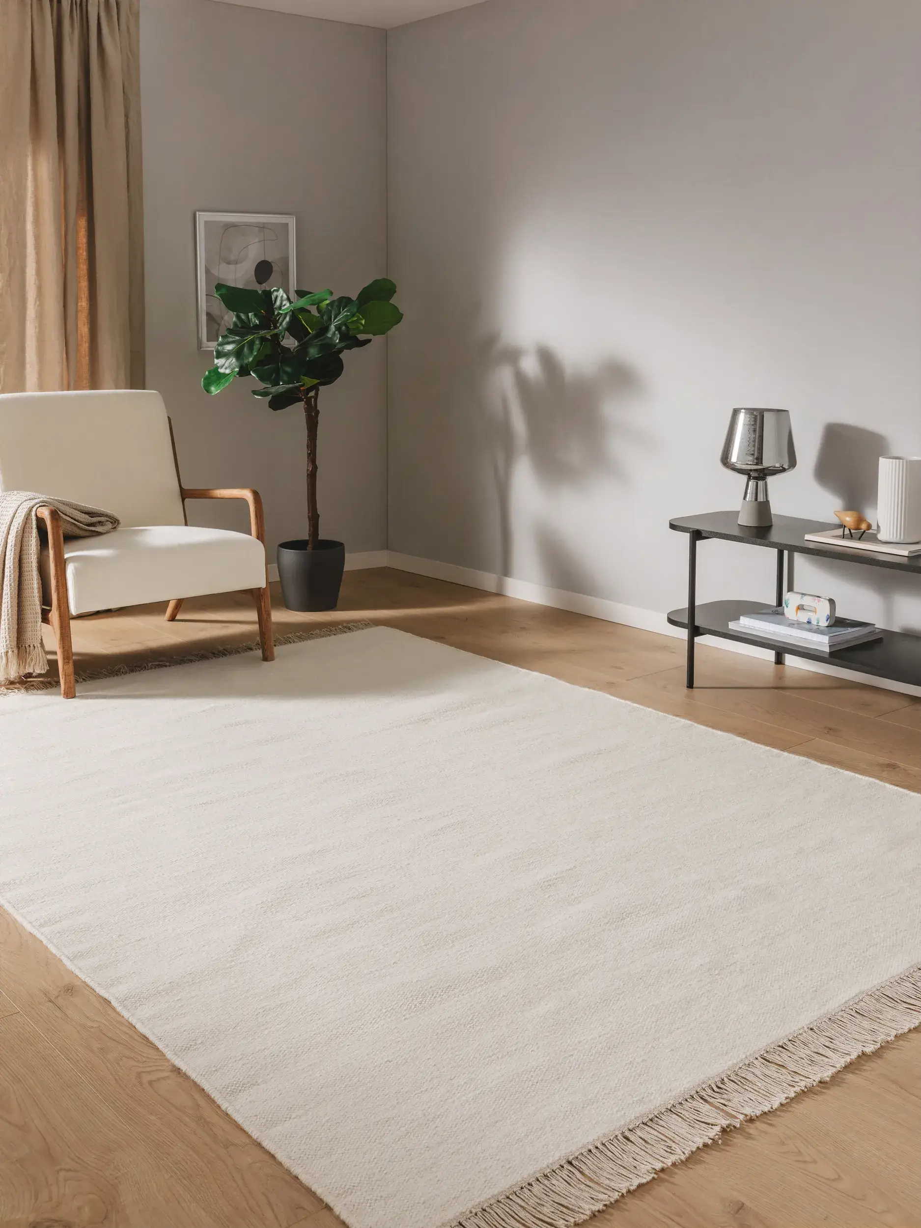 Teppich aus 80% Wolle, 20% Baumwolle in Beige mit 80% Wolle, 20% Baumwolle hohem Flor von benuta Pop