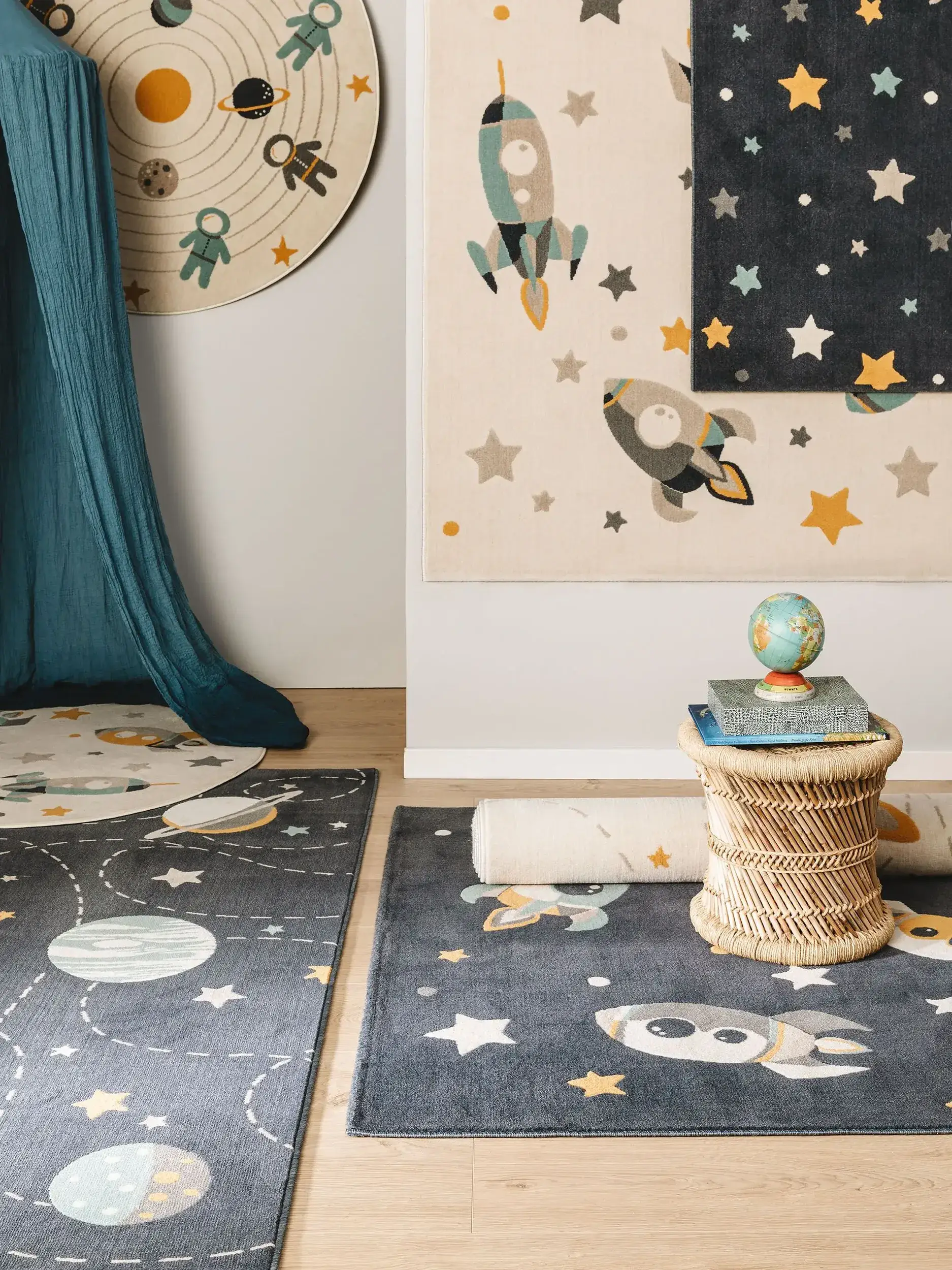 Teppich aus 100% Polypropylen in Blau mit 100% Polypropylen hohem Flor von Lytte