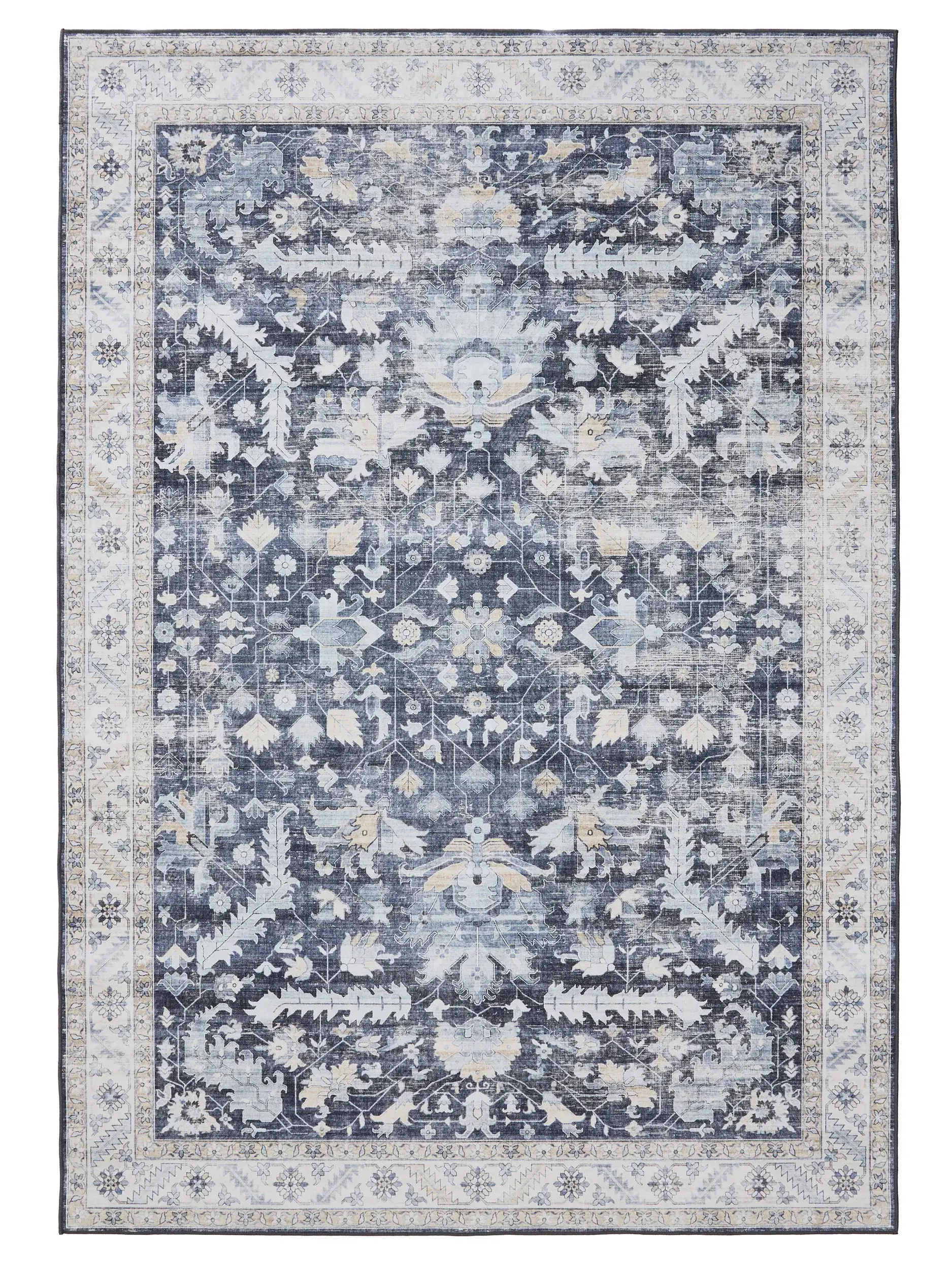 Teppich aus 100% Polyester in Blau mit 100% Polyester hohem Flor von benuta Basic