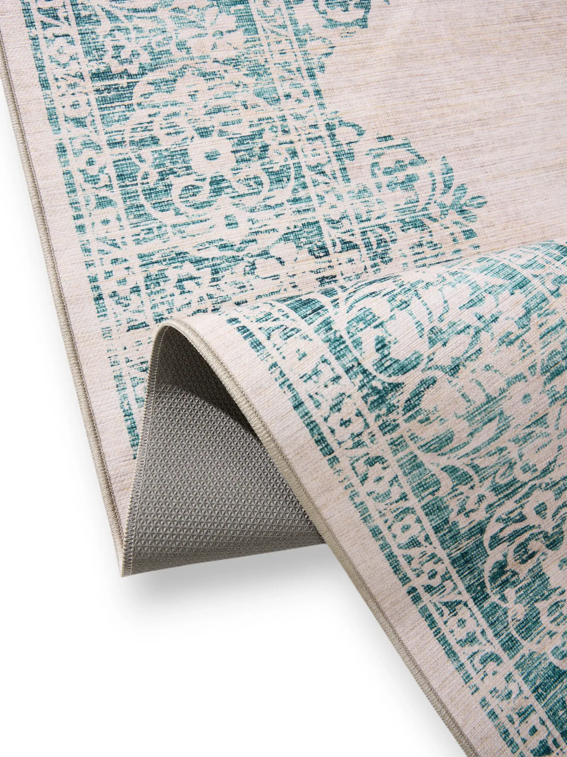 Matta av 100% Polyester i Turkos med 100% Polyester hög lugg från benuta POP