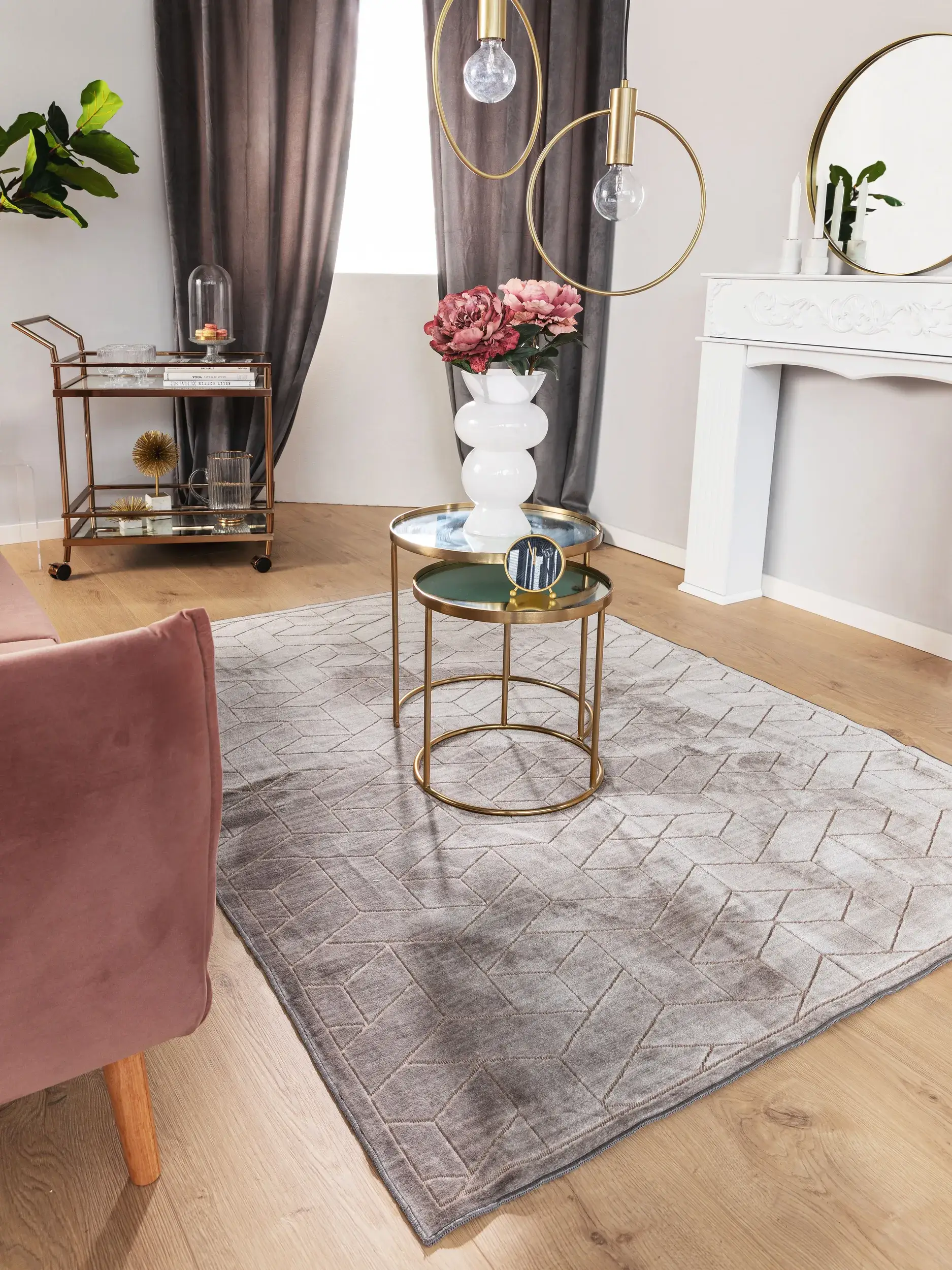 Rug made of 100% Polyester in Grey with a 100% Polyester high pile by benuta