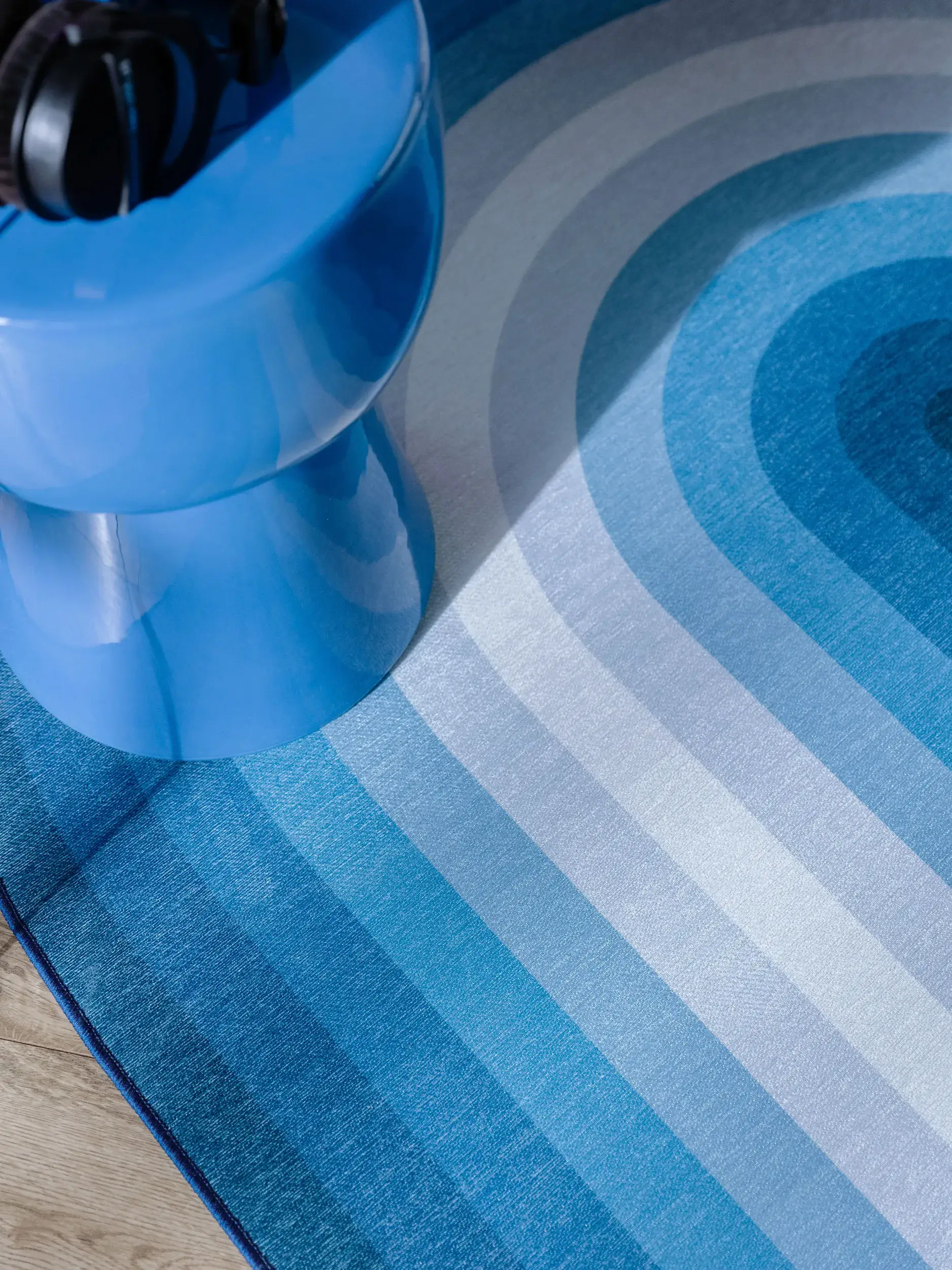Tapis en 100% Polyester en Bleu avec une pile de 100% Polyester de hauteur de benuta POP