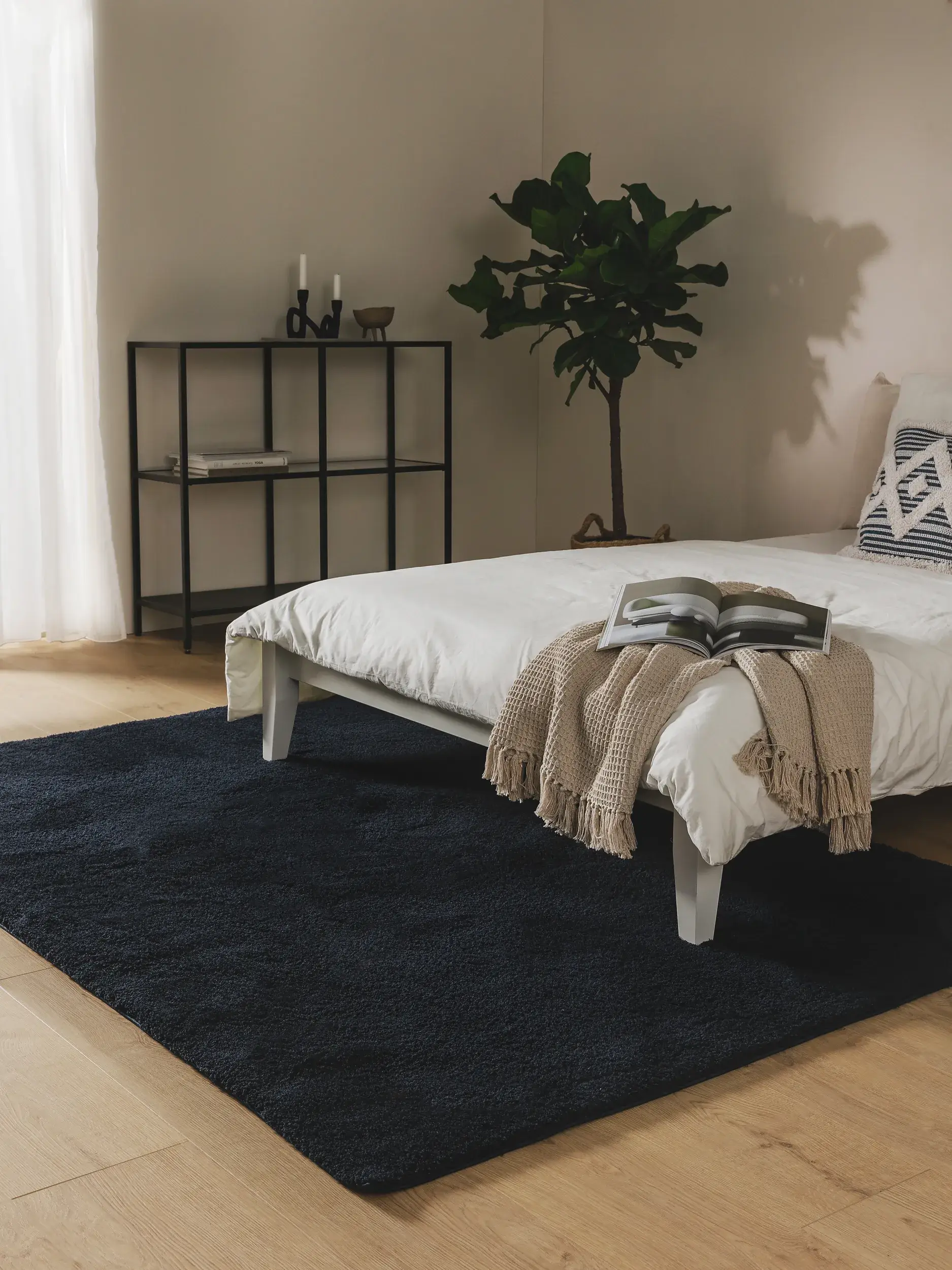 Teppich aus 100% Polyester (Microfiber) in Blau mit 100% Polyester (Microfiber) hohem Flor von benuta Nest
