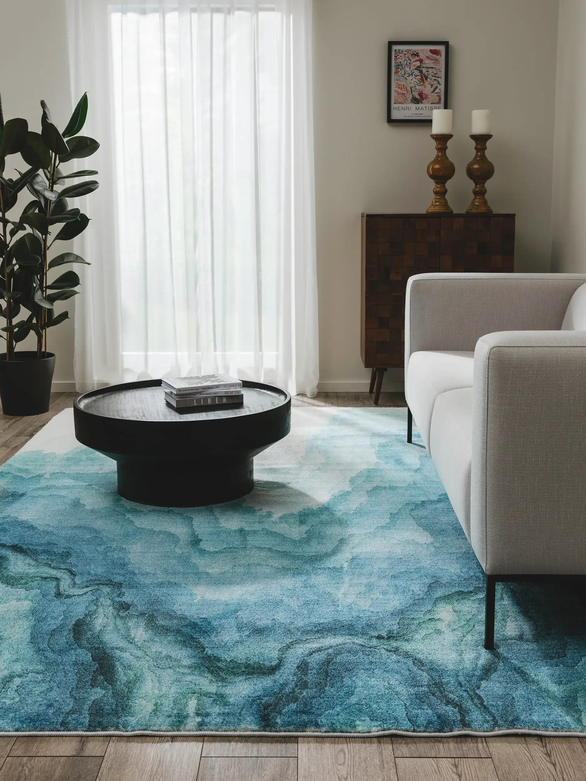 Rug made of 100% Polyester in Blau with a 100% Polyester high pile by benuta Pop
