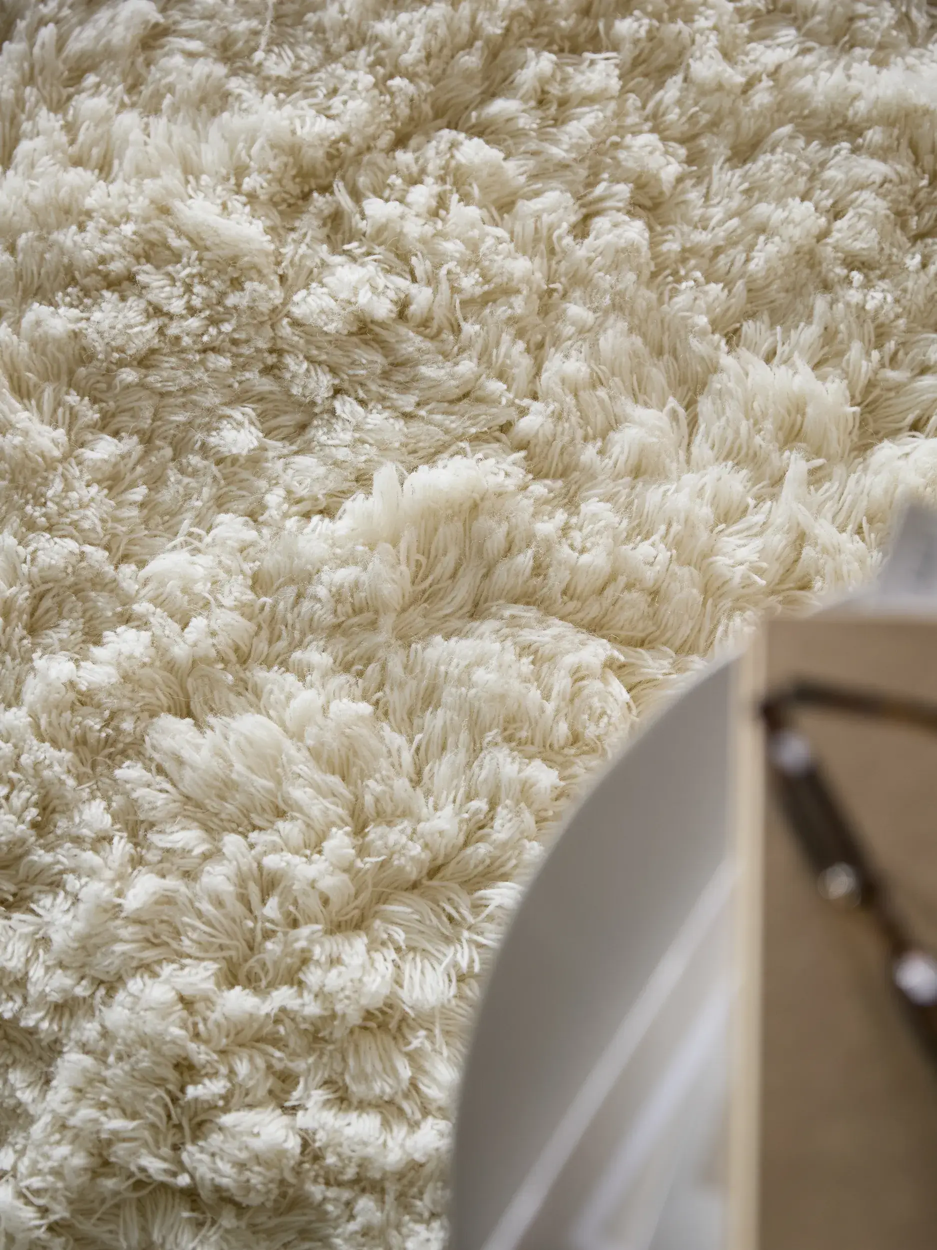 Matta av 100% Ull i Beige med 100% Ull hög lugg från benuta pure