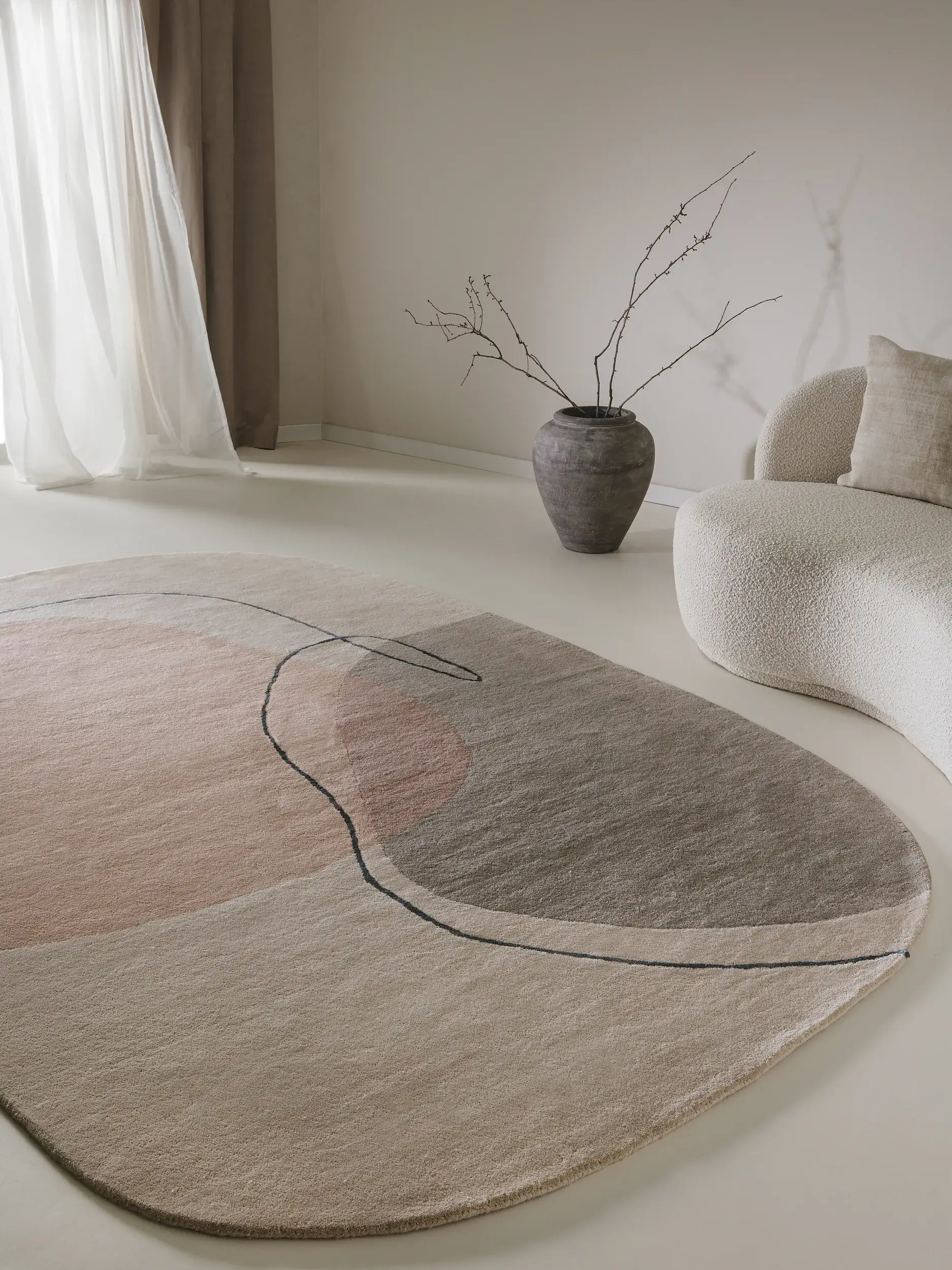 Tapis en 90% Laine, 10% Viscose en Beige avec une pile de 90% Laine, 10% Viscose de hauteur de benuta pure