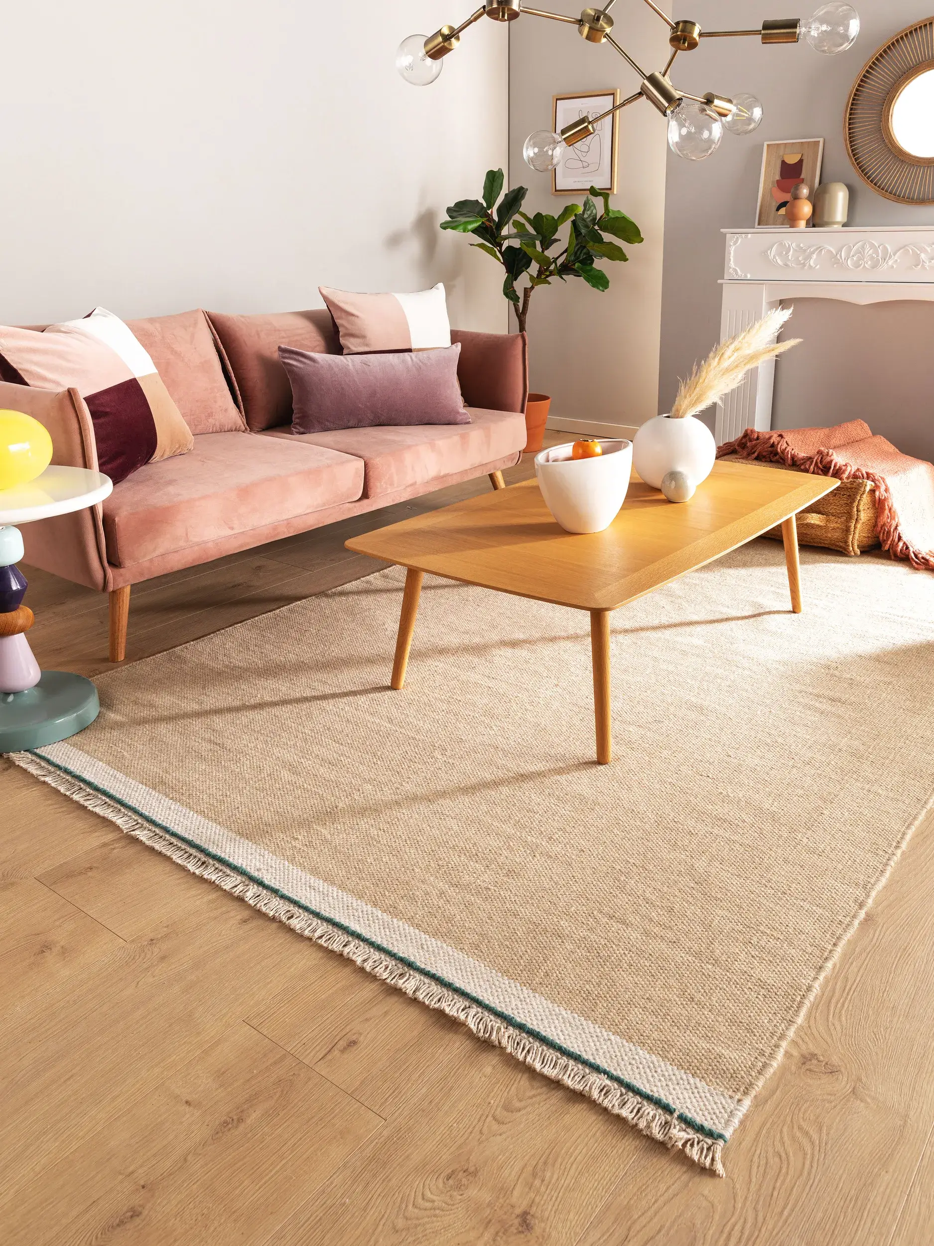 Matto 60% Wolle, 40% Baumwollea värissä Beige 60% Wolle, 40% Baumwolle korkealla nukalla merkiltä benuta Pop