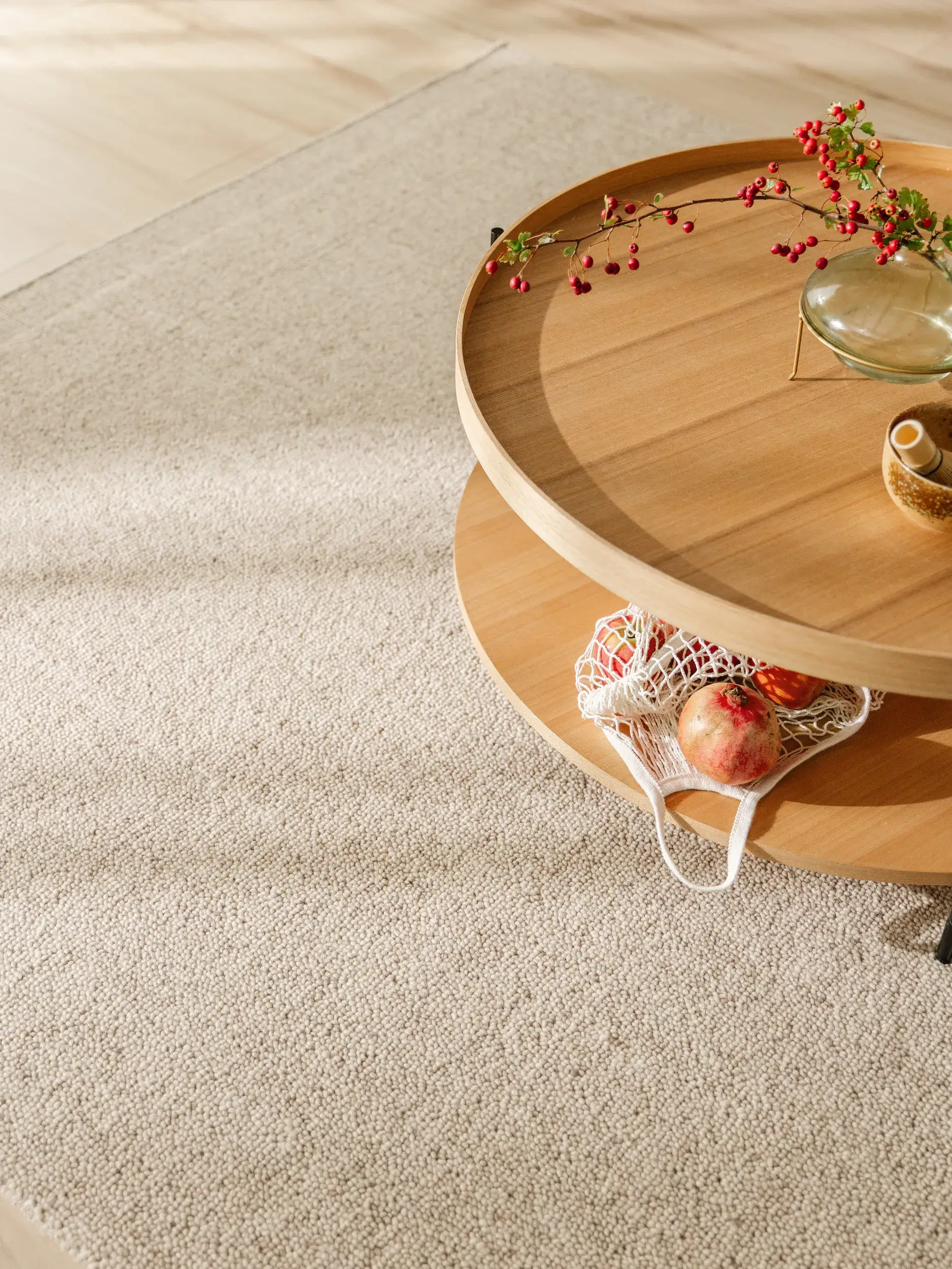 Teppich aus 80% Wolle, 20% Baumwolle in Beige mit 80% Wolle, 20% Baumwolle hohem Flor von benuta Pure