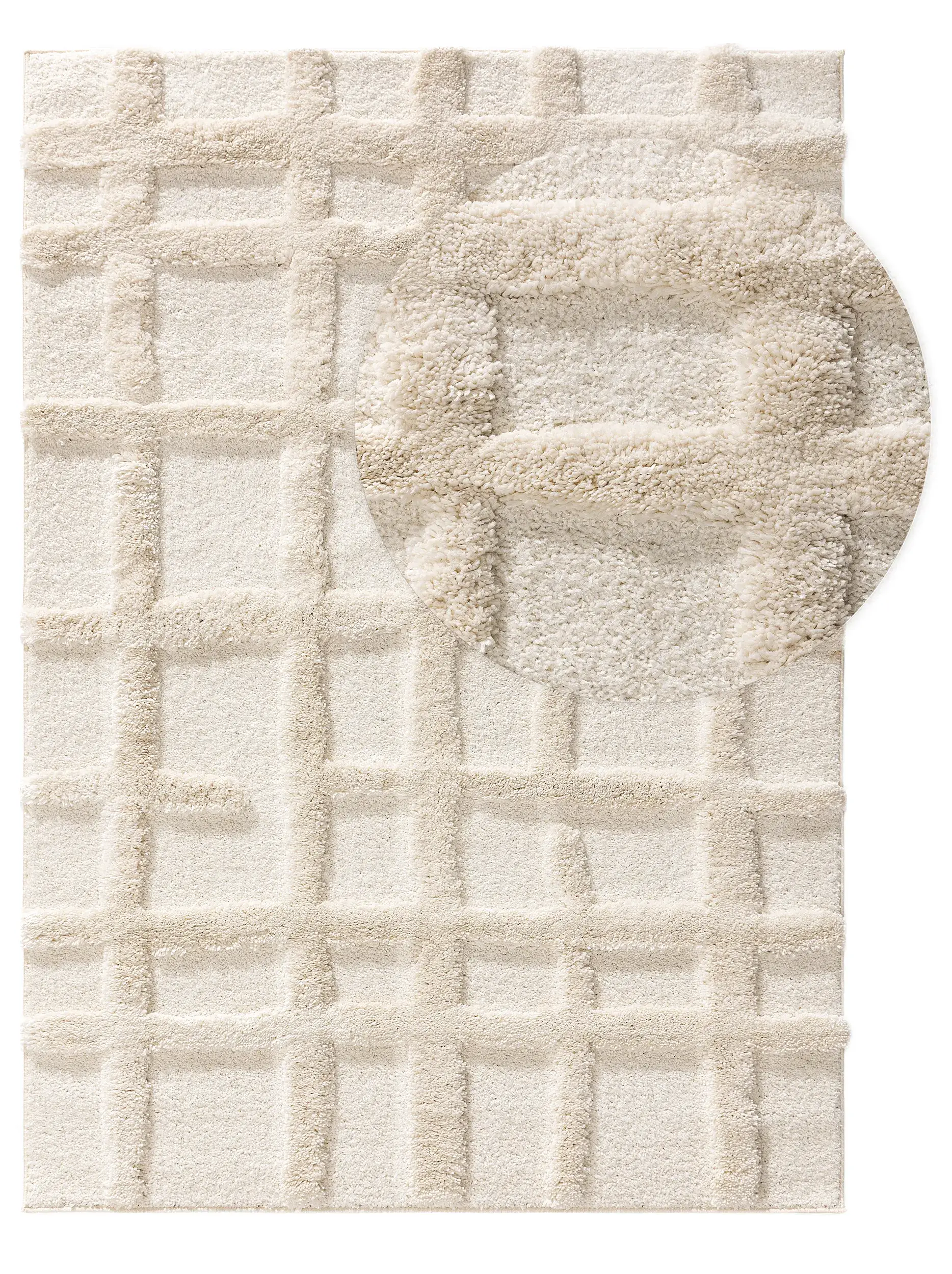 Teppich aus 80% Polypropylen, 20% Polyester in Beige mit 80% Polypropylen, 20% Polyester hohem Flor von benuta Pop