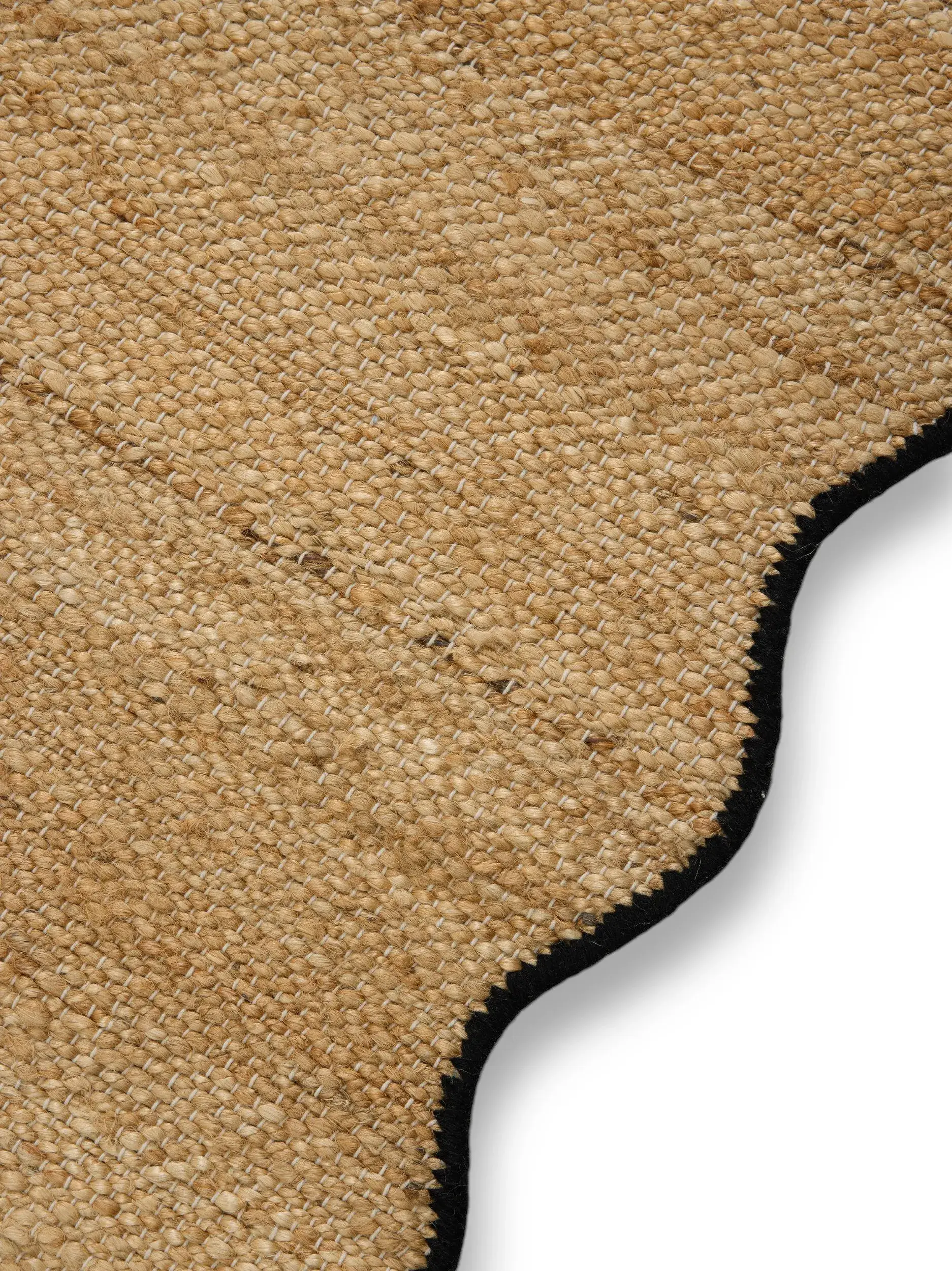 Rug made of 91% Jute, 4% Cotton, 3% Wool, 2% Polyester in Black with a 91% Jute, 4% Cotton, 3% Wool, 2% Polyester high pile by benuta Pop