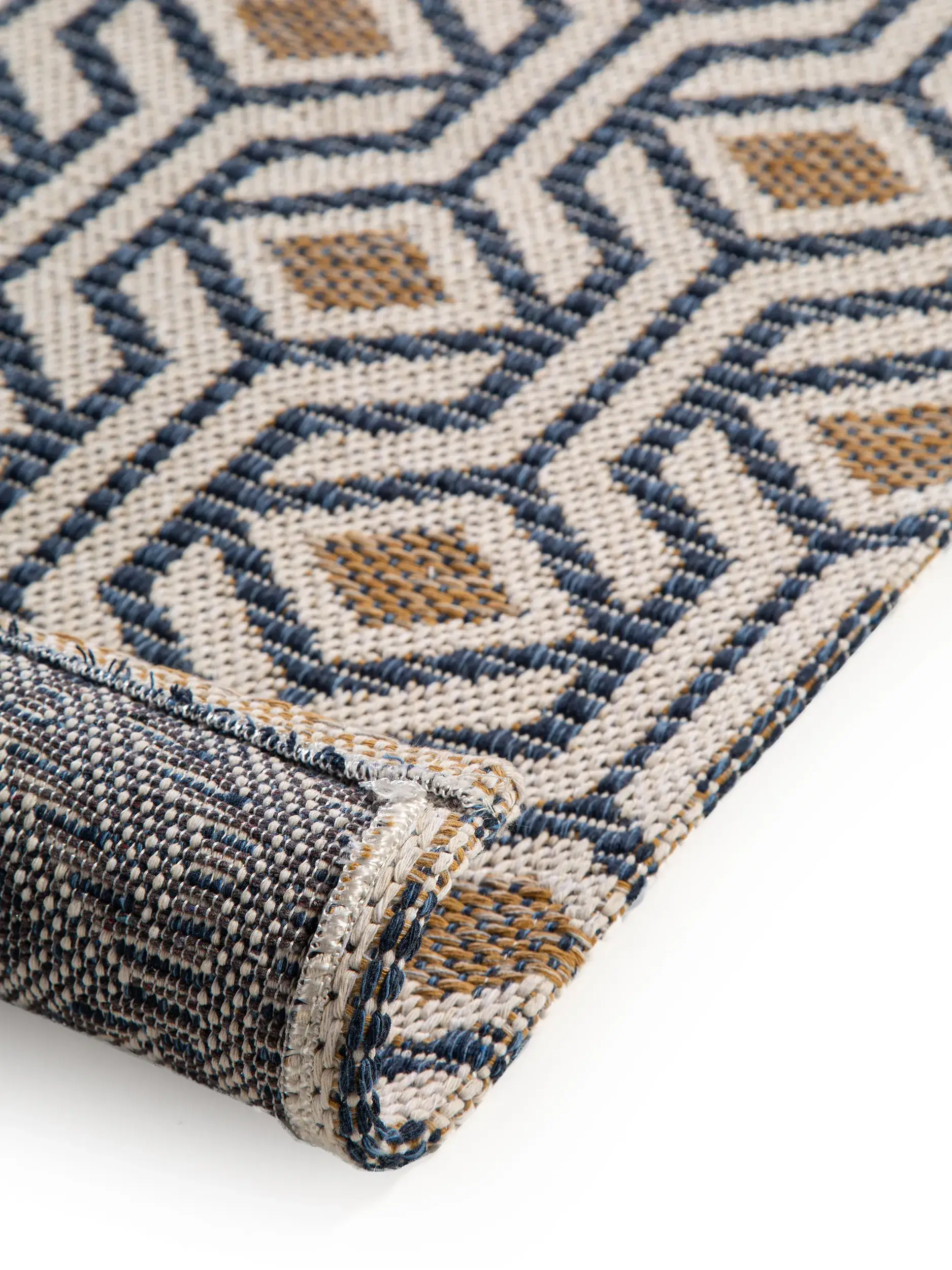 Rug made of 100% Cotton in Blue with a 100% Cotton high pile by benuta Nest