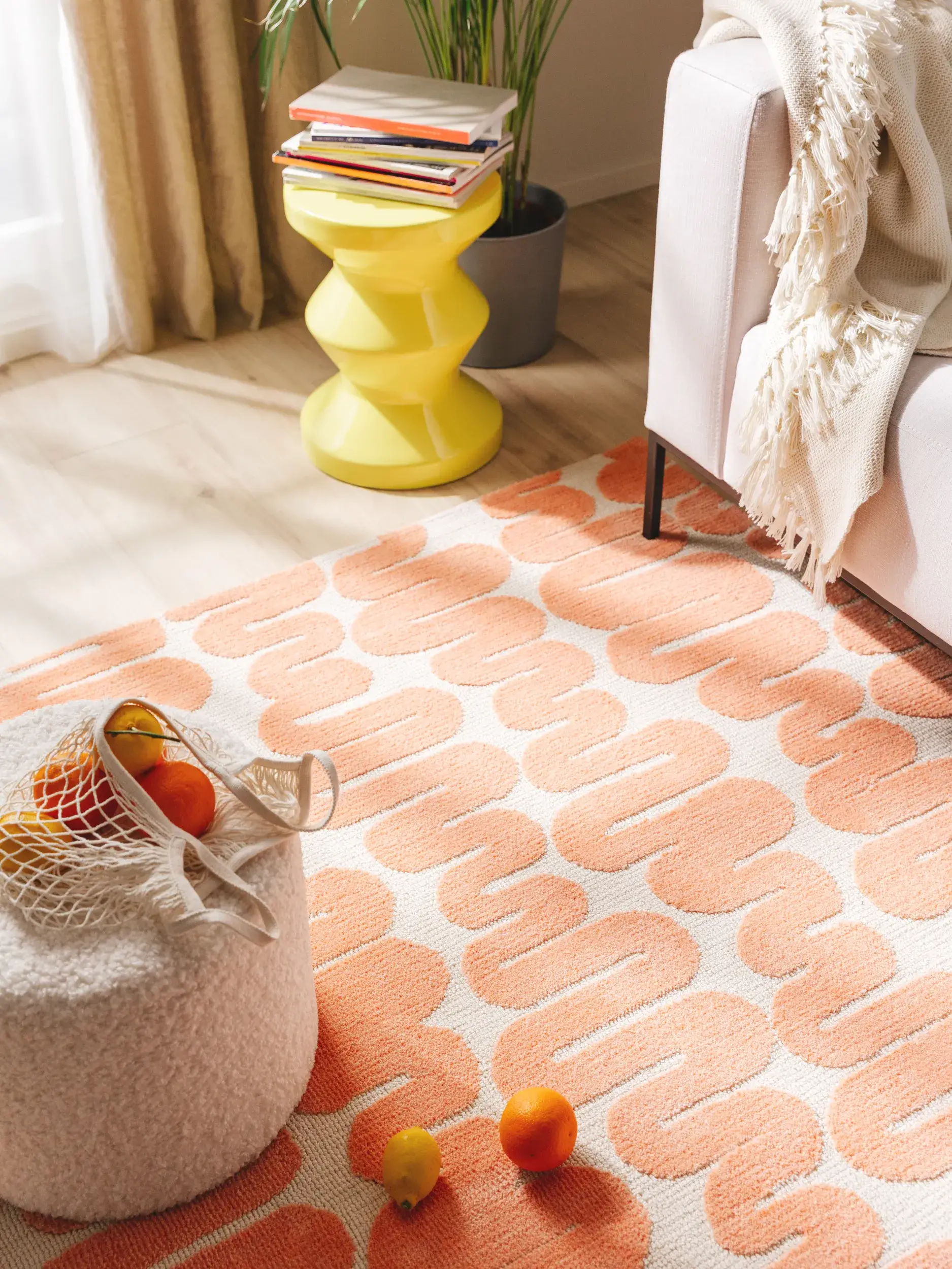 Teppich aus 100% Polyester (Microfiber) in Orange mit 100% Polyester (Microfiber) hohem Flor von benuta Pop