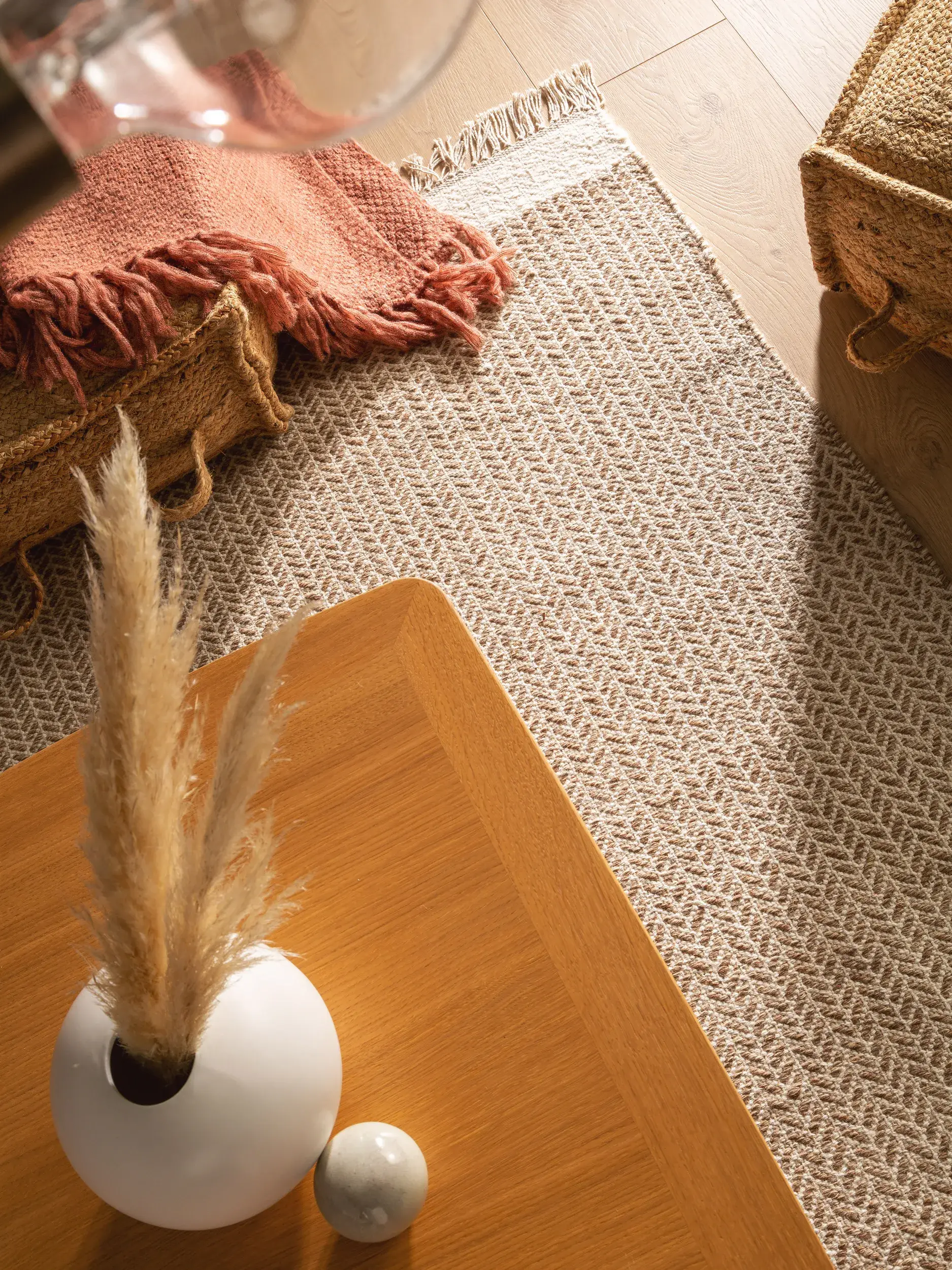 Tappeto di 60% Lana, 40% Cotone in Beige con pelo alto 60% Lana, 40% Cotone da benuta pure