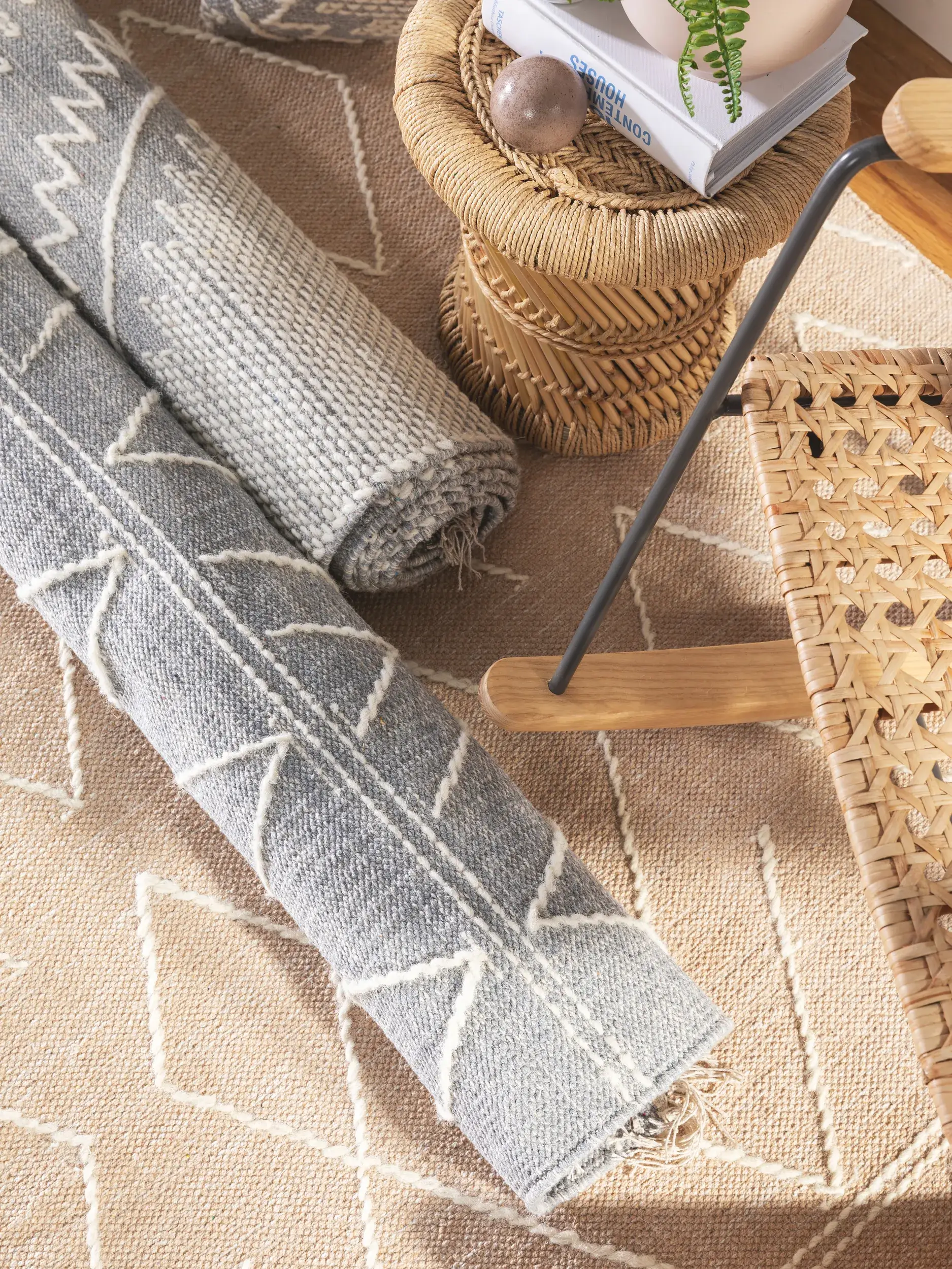 Teppe av 60% Baumwolle, 40% Wolle i Beige med 60% Baumwolle, 40% Wolle høy lugg fra benuta Pure