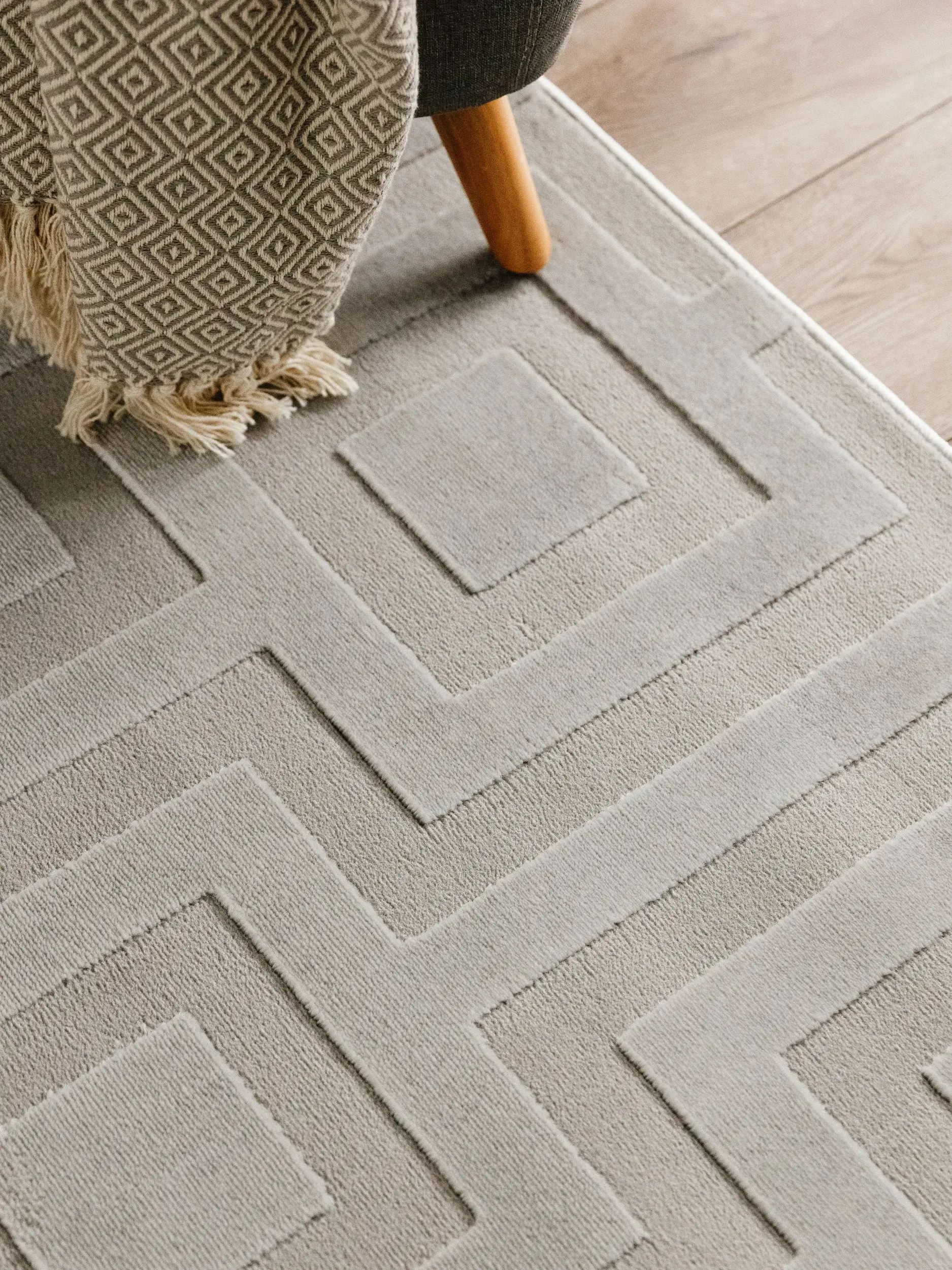 Teppe av 60% Polyester, 40% Polypropylen i Grau med 60% Polyester, 40% Polypropylen høy lugg fra benuta Basic