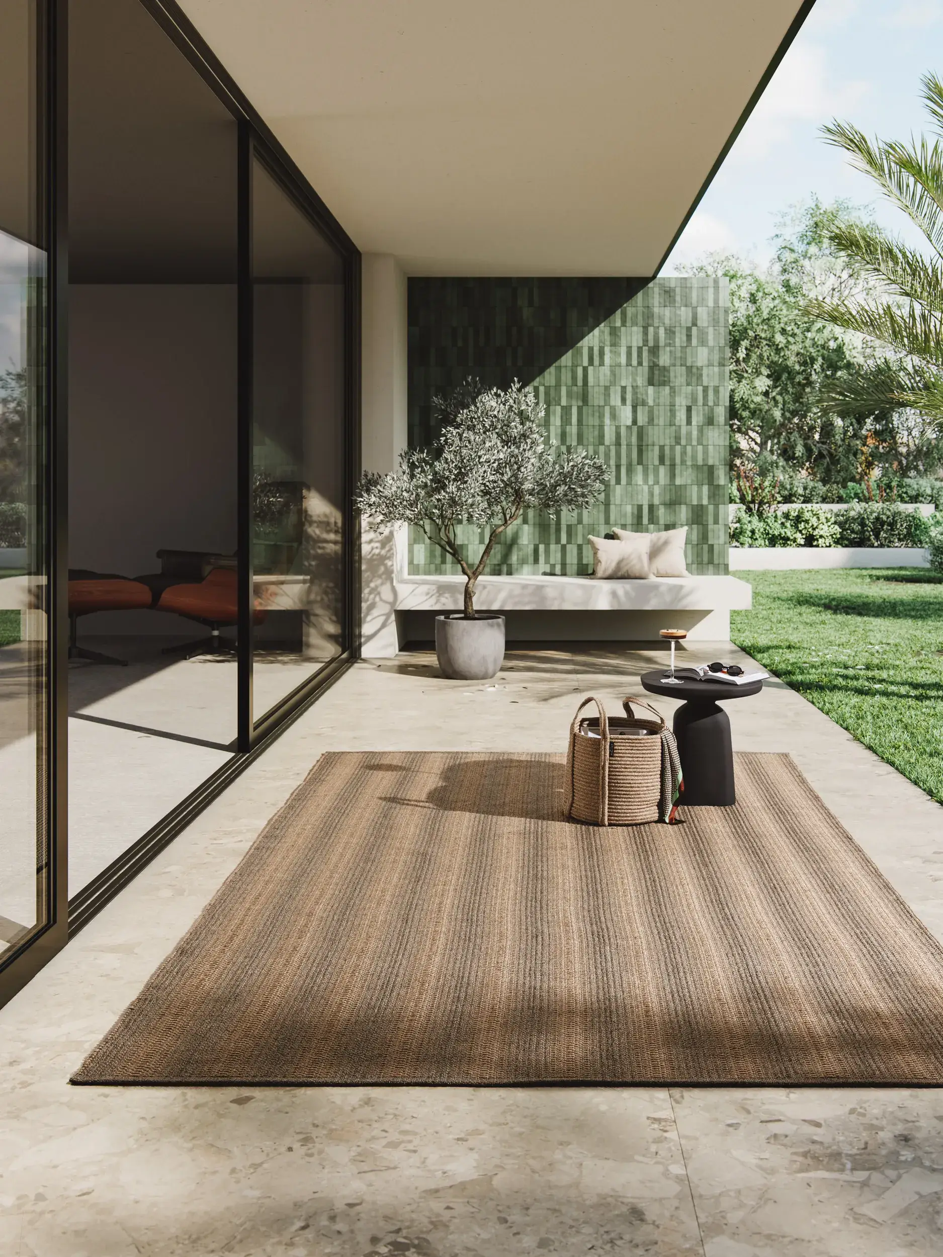 Rug made of 100% Polypropylen in Beige with a 100% Polypropylen high pile by benuta Finest