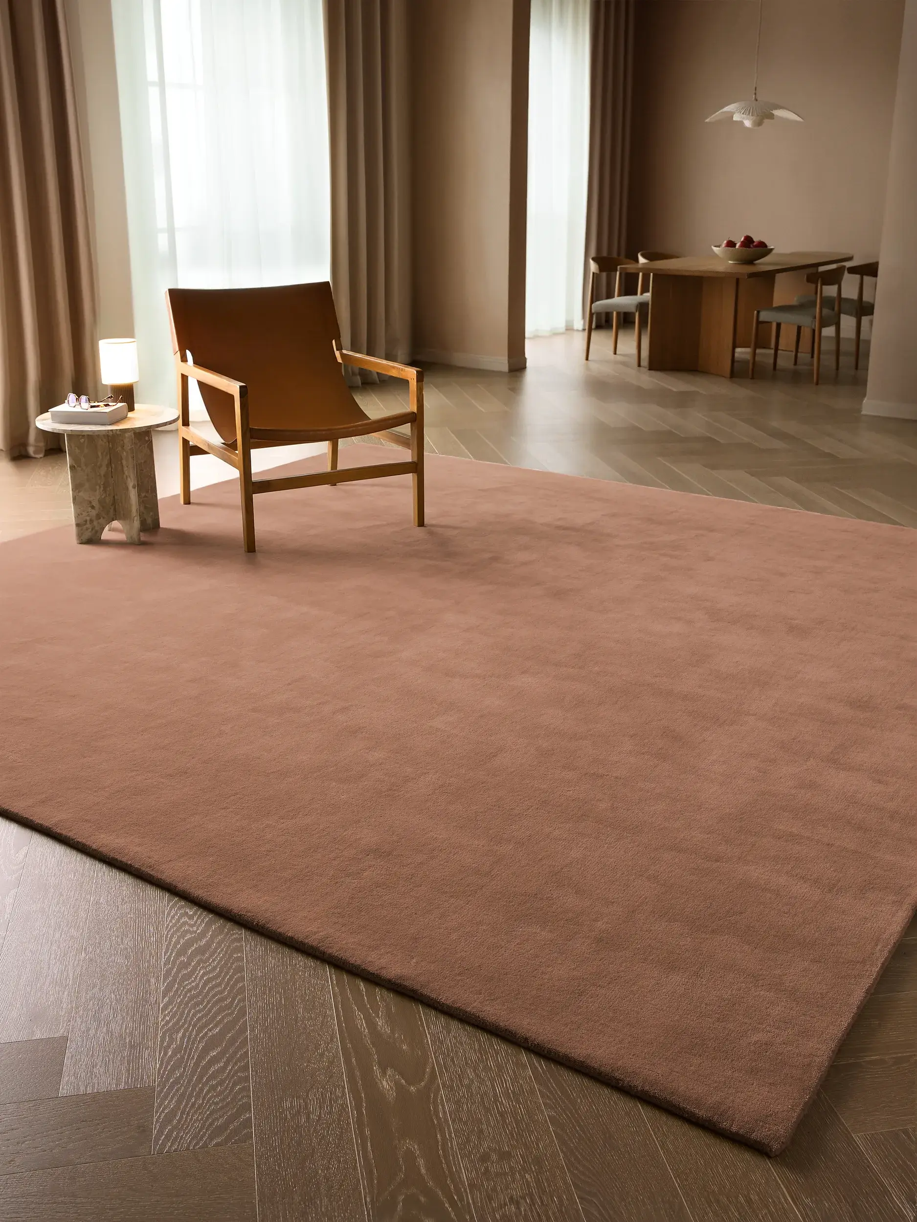 Teppich Mono aus 100% Wolle (aus Neuseeland) in Braun von benuta Finest