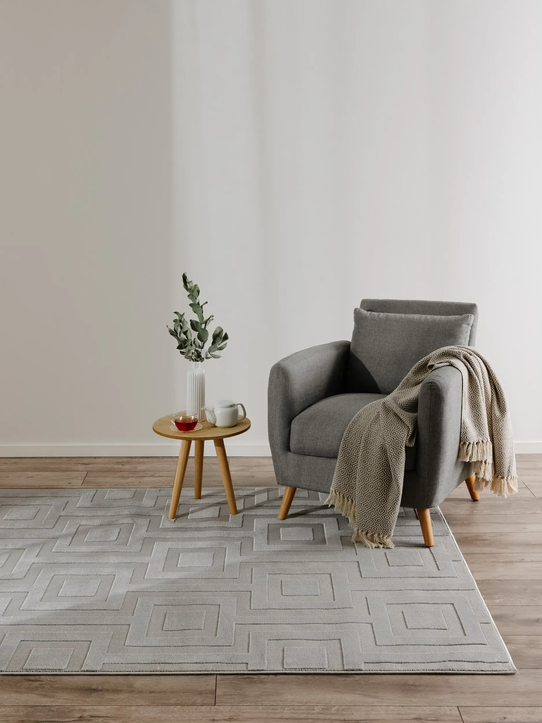 Teppe av 60% Polyester, 40% Polypropylen i Grau med 60% Polyester, 40% Polypropylen høy lugg fra benuta Basic